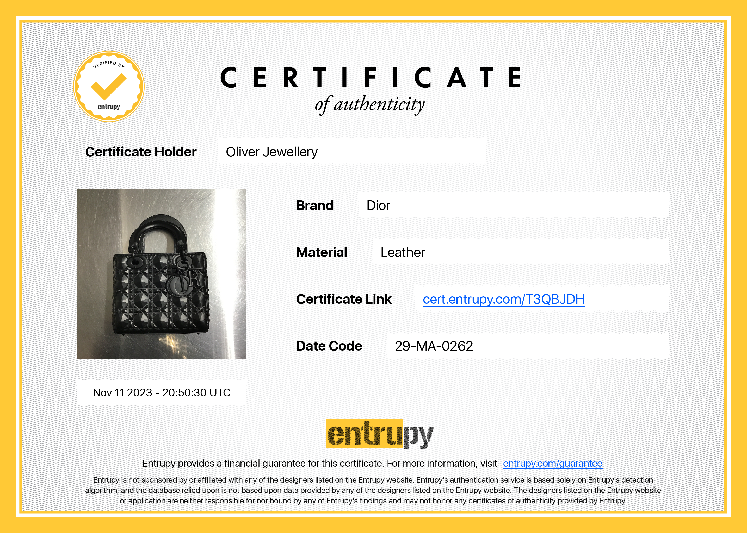 Christian Dior 2022 Black Diamond Motif Cannage Leather Small Lady Dior My Abcdior Bag w/ Strap & Authenticity Card