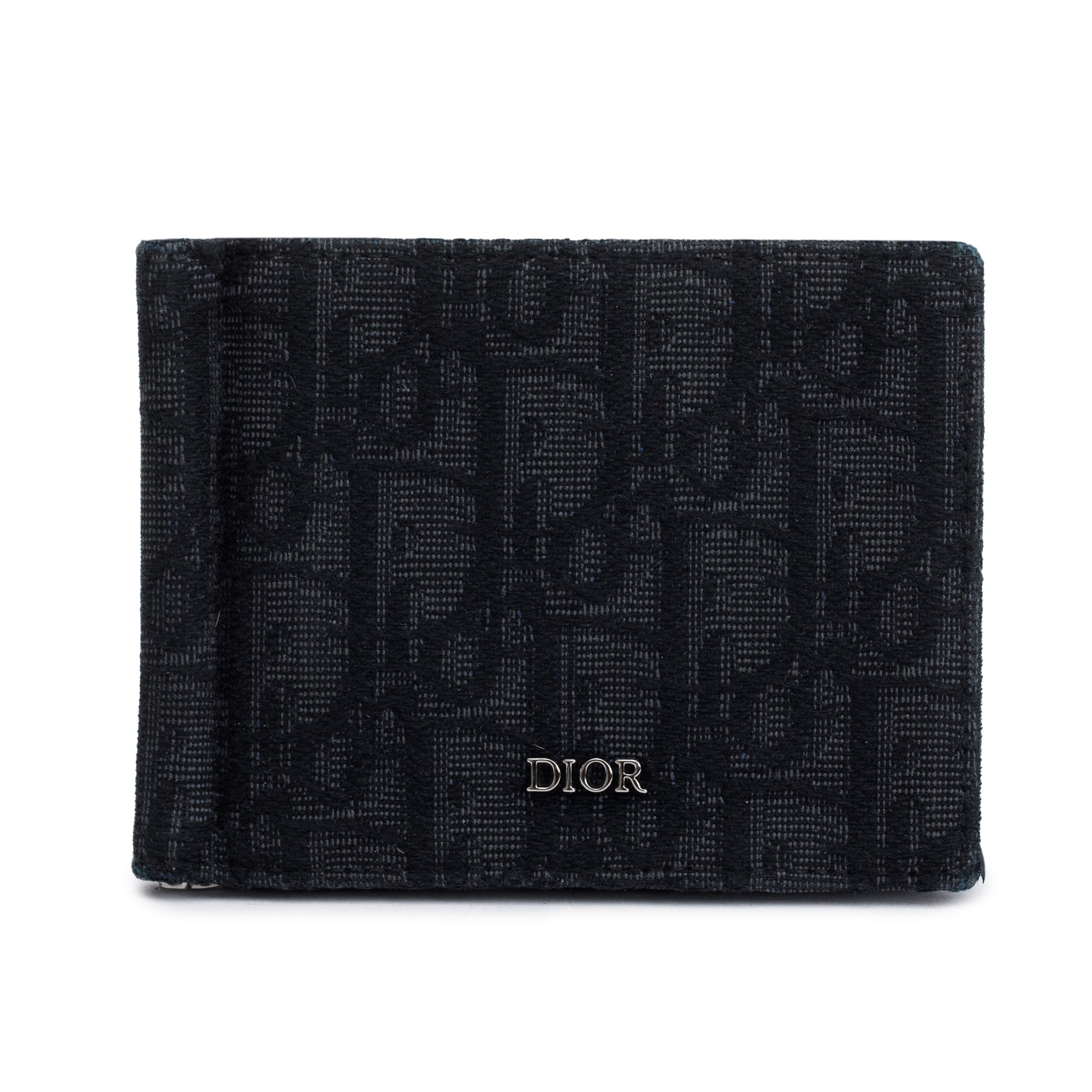 Christian Dior 2022 Black Dior Oblique Jacquard Wallet with Bill Clip