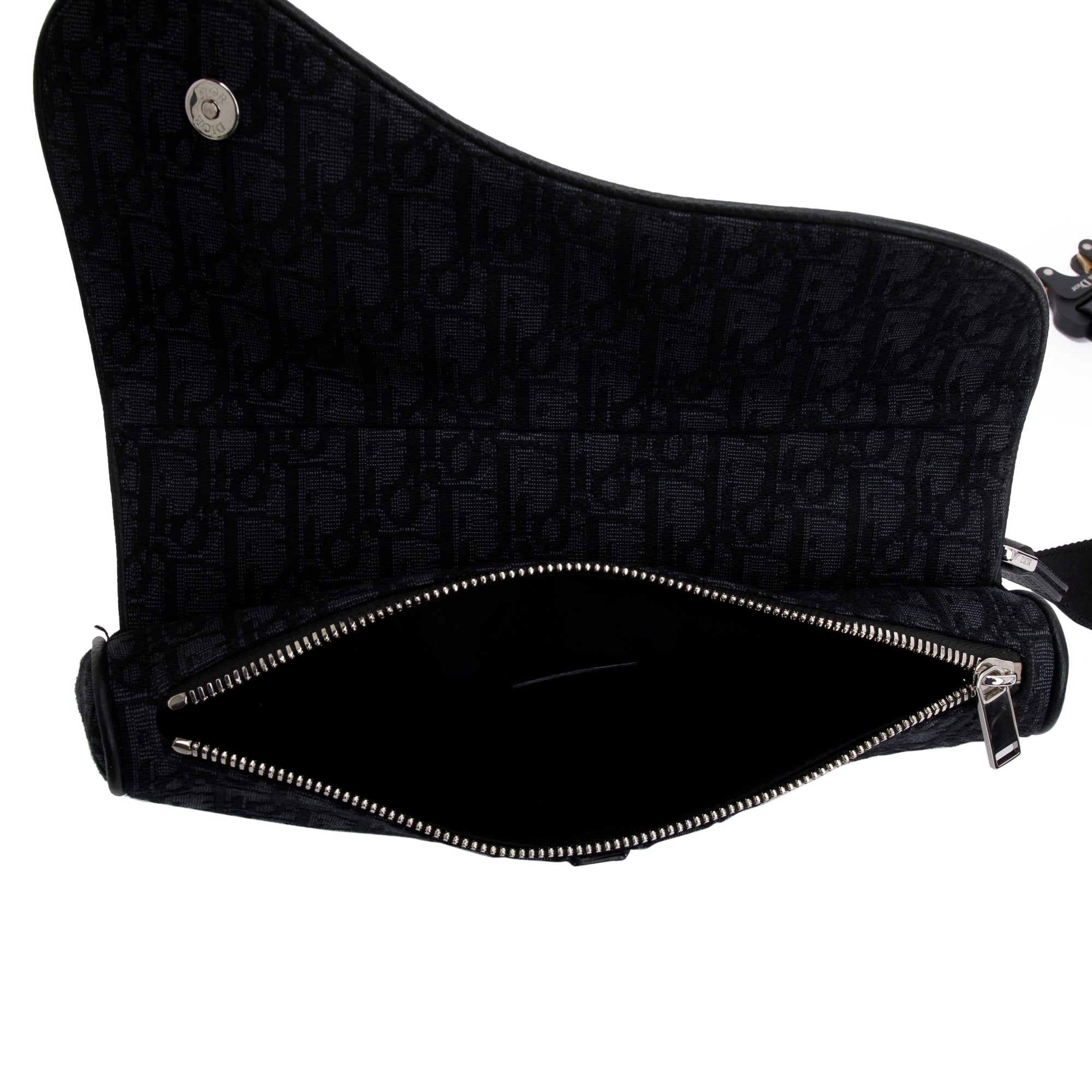 Christian Dior 2022 Black Oblique Jacquard Saddle Bag