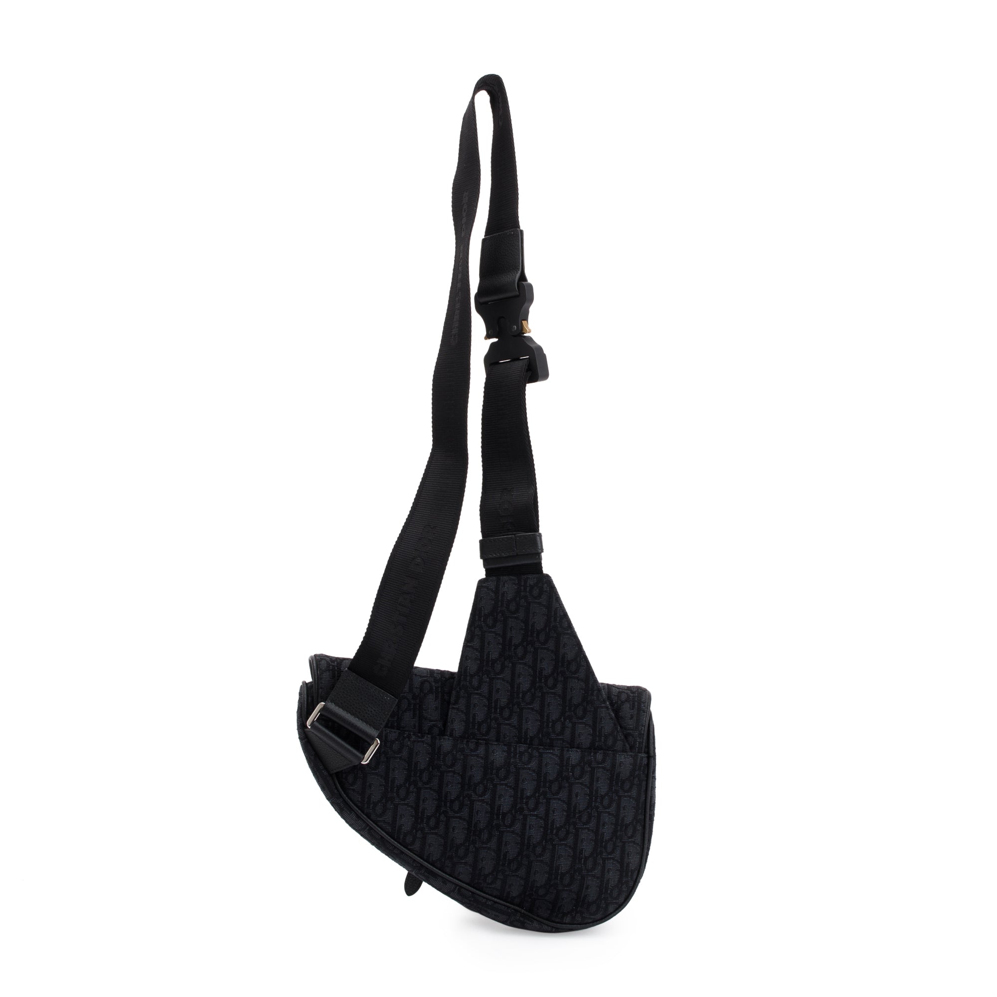 Christian Dior 2022 Black Oblique Jacquard Saddle Bag