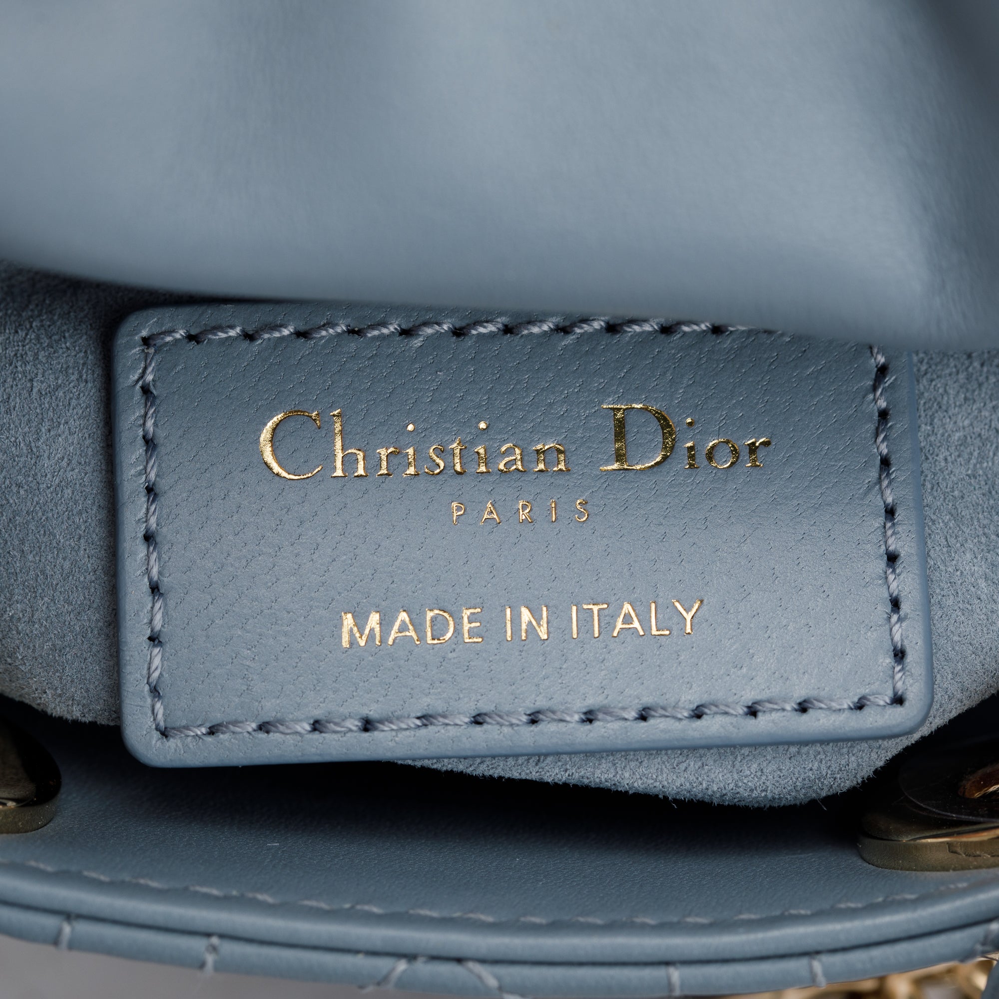 Christian Dior 2022 Blue Cannage Lambskin Leather Micro Lady Dior Bag w/ Strap, Box, & Authenticity Card