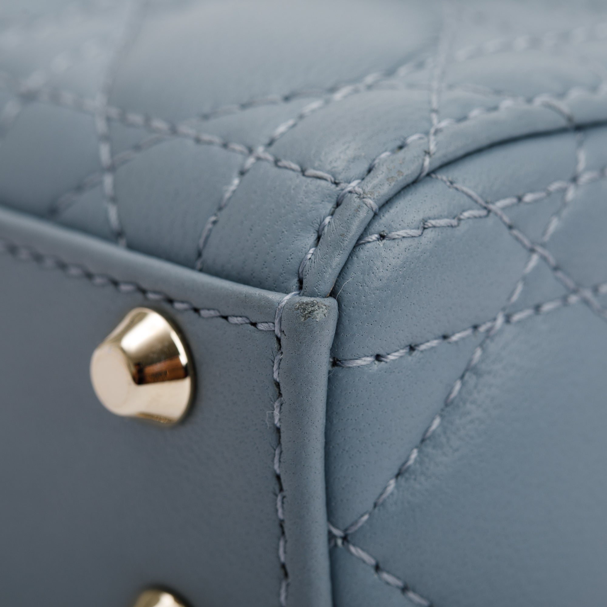 Christian Dior 2022 Blue Cannage Lambskin Leather Micro Lady Dior Bag w/ Strap, Box, & Authenticity Card