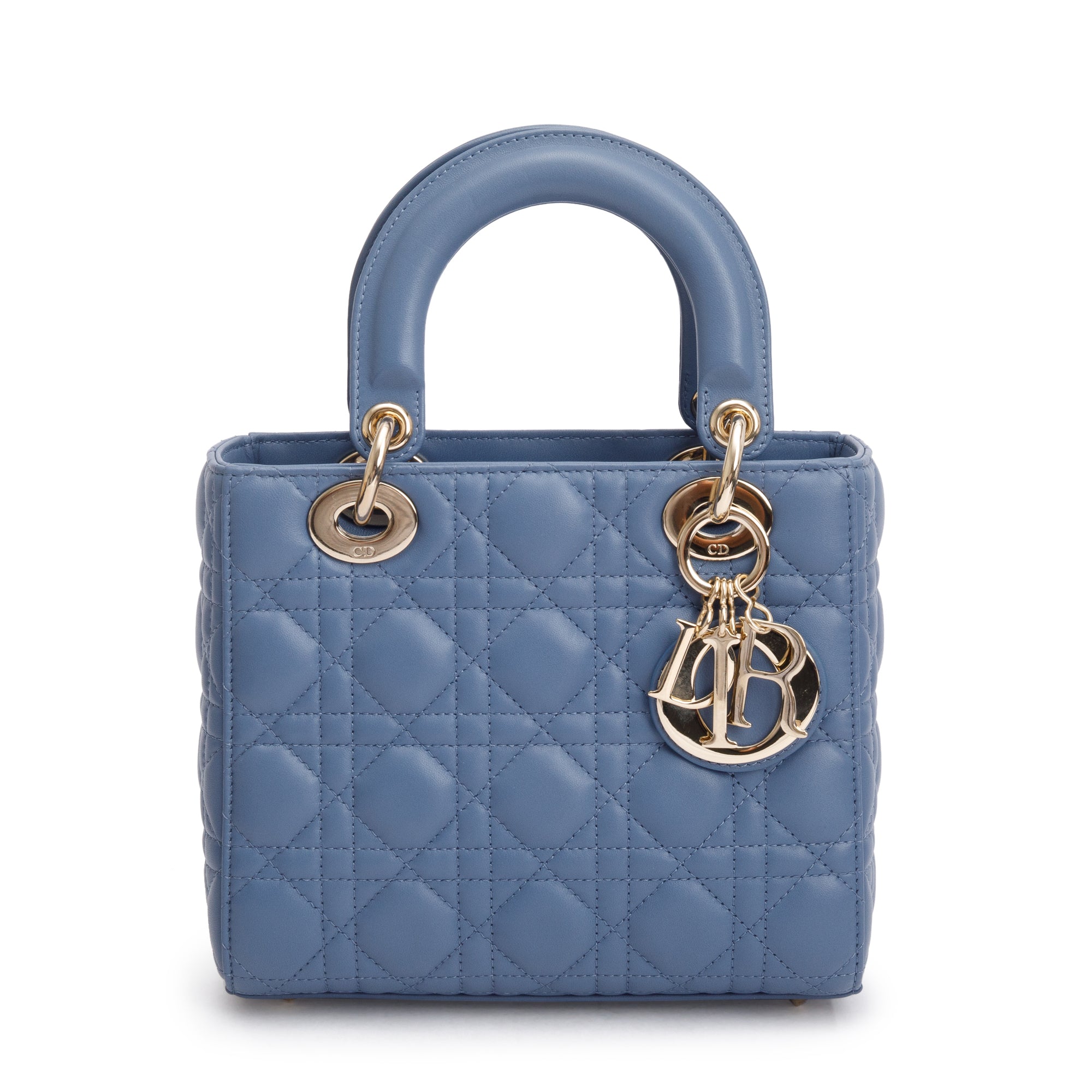 Christian Dior 2022 Blue Cannage Lambskin Leather Small Lady Dior Bag