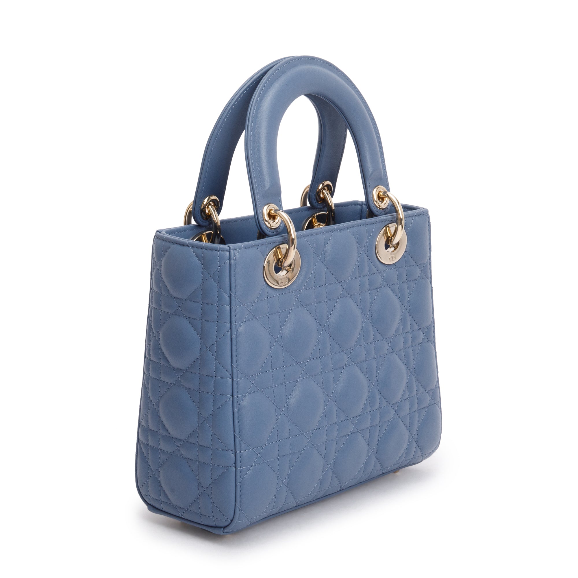 Christian Dior 2022 Blue Cannage Lambskin Leather Small Lady Dior Bag