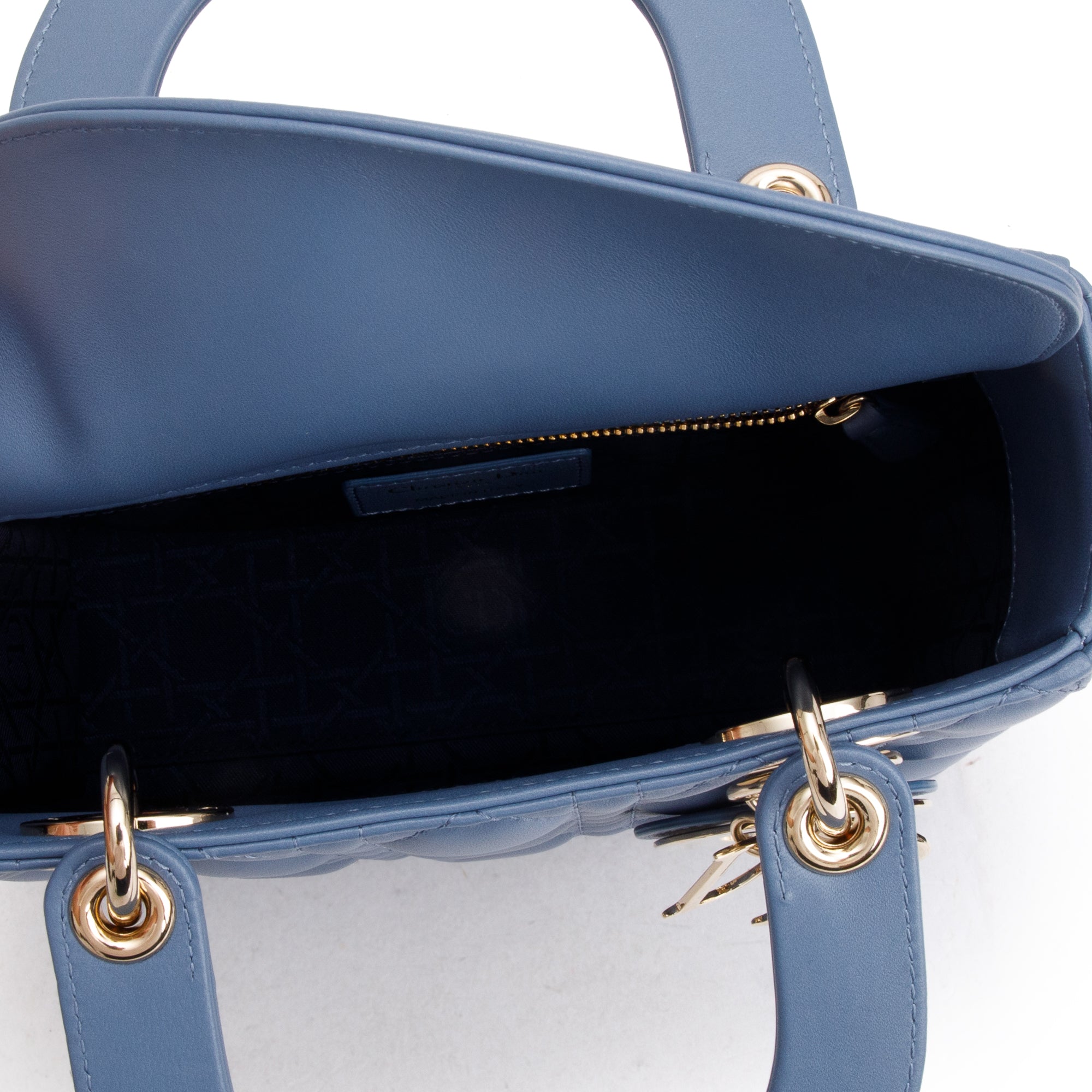 Christian Dior 2022 Blue Cannage Lambskin Leather Small Lady Dior Bag