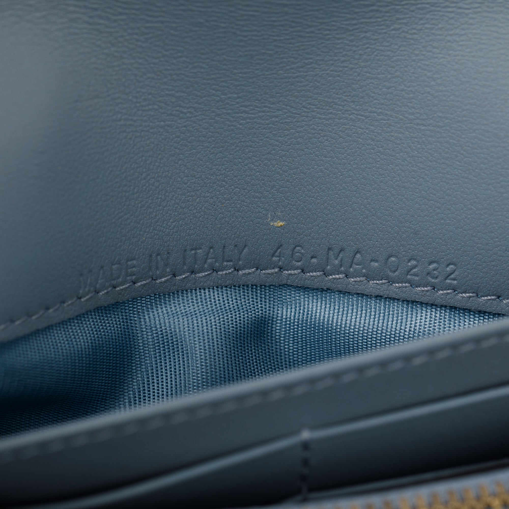 Christian Dior 2022 Blue Grained Calfskin Leather Saddle Chain Pouch w/ Box, Strap & Pouch