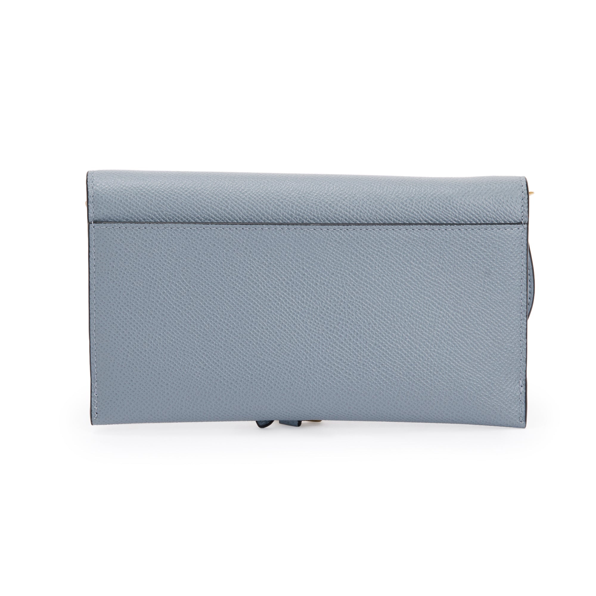 Christian Dior 2022 Blue Grained Calfskin Leather Saddle Chain Pouch w/ Box, Strap & Pouch