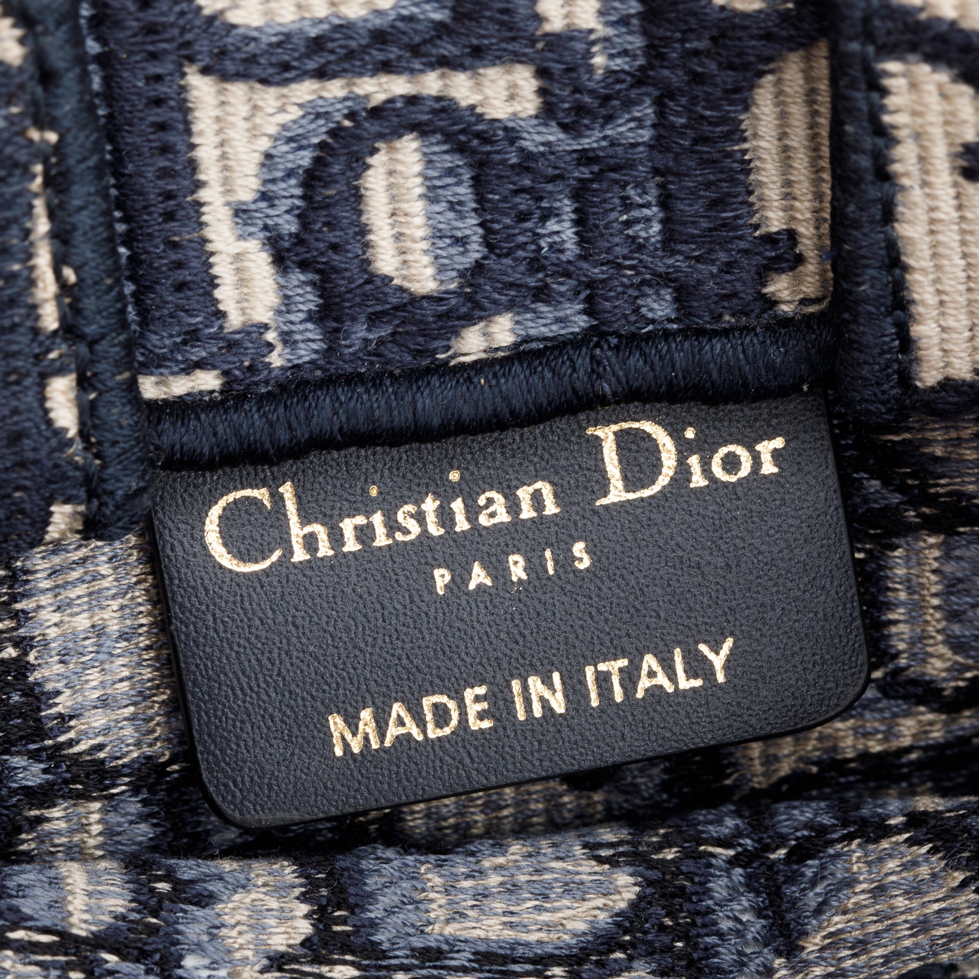 Christian Dior 2022 Blue Oblique Embroidery Mini Vertical Book Tote w/ Strap