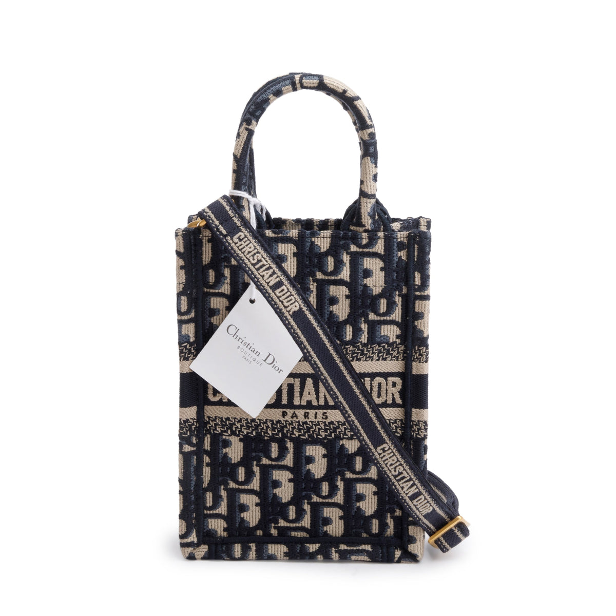 Christian Dior 2022 Blue Oblique Embroidery Mini Vertical