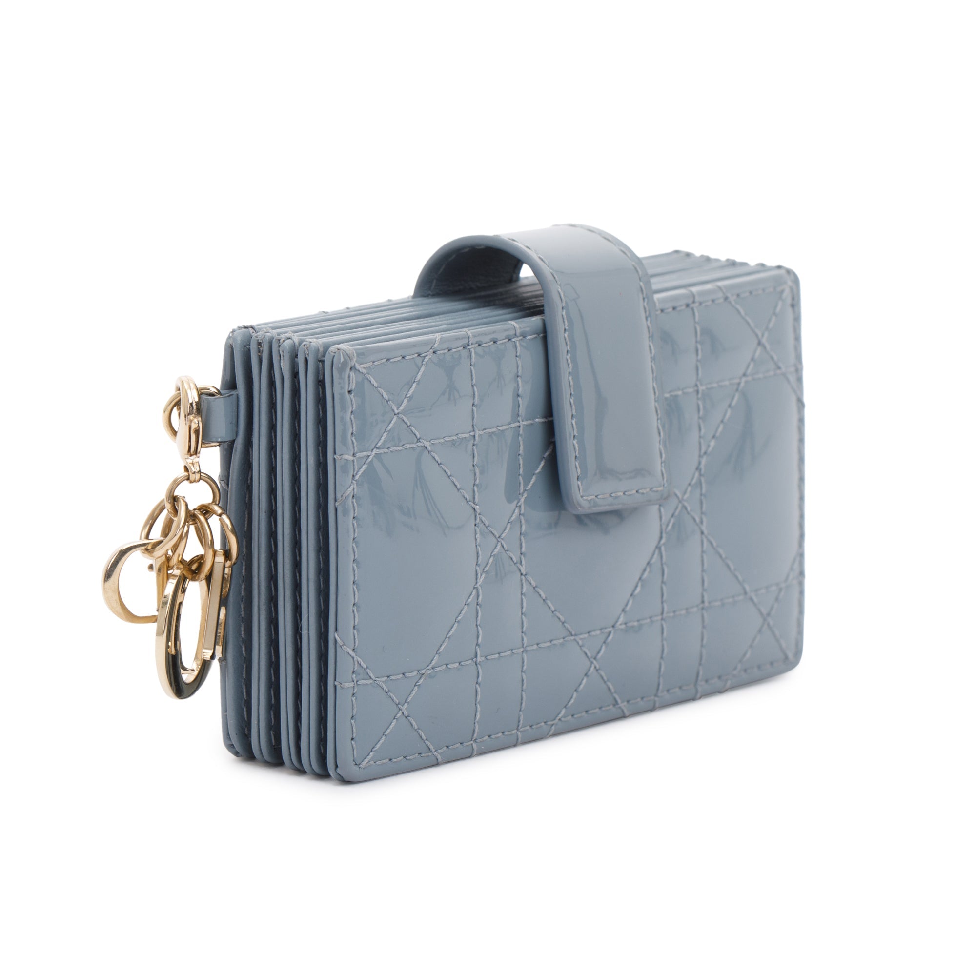 Christian Dior 2022 Blue Patent Leather Lady Dior 5-Gusset Card Holder