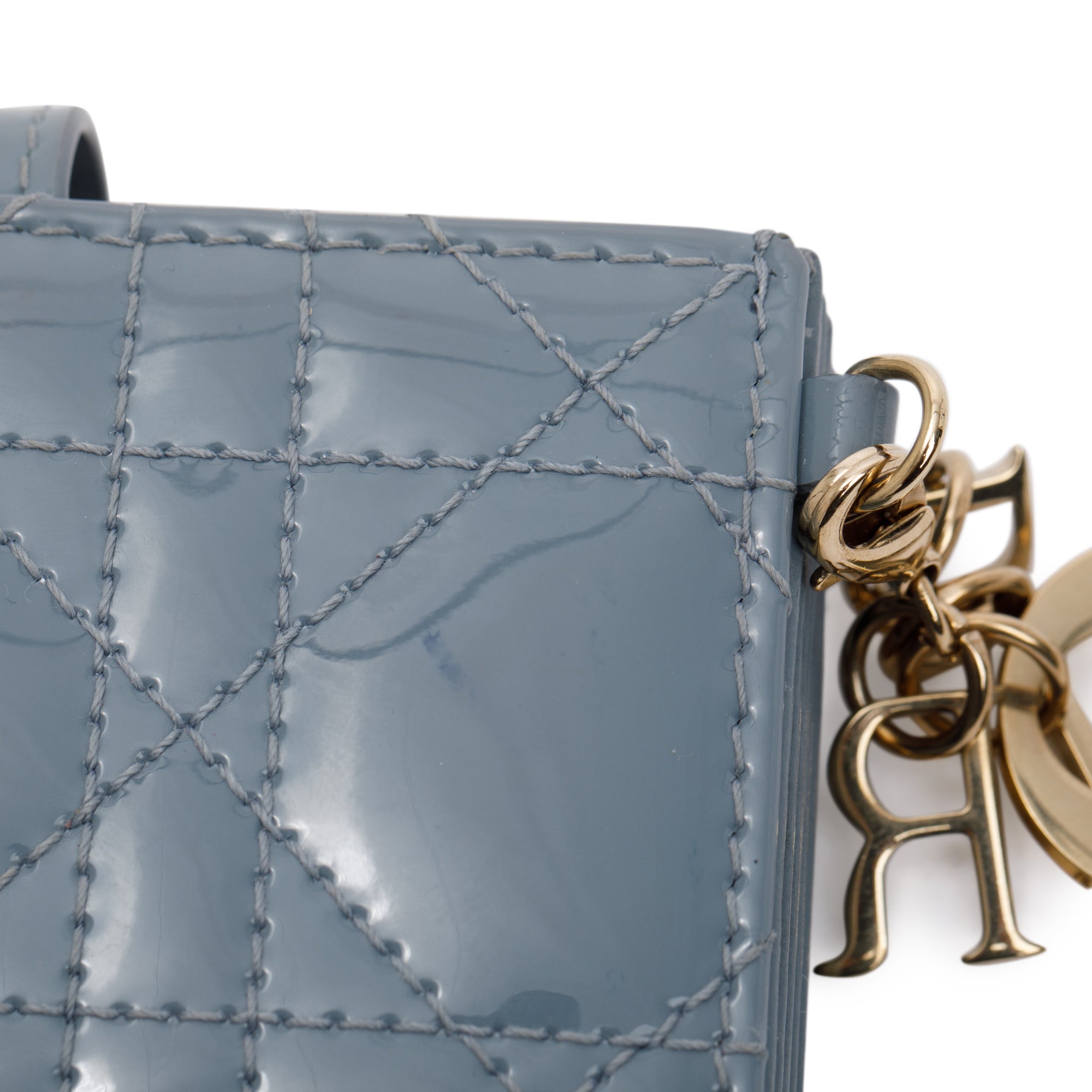 Christian Dior 2022 Blue Patent Leather Lady Dior 5-Gusset Card Holder