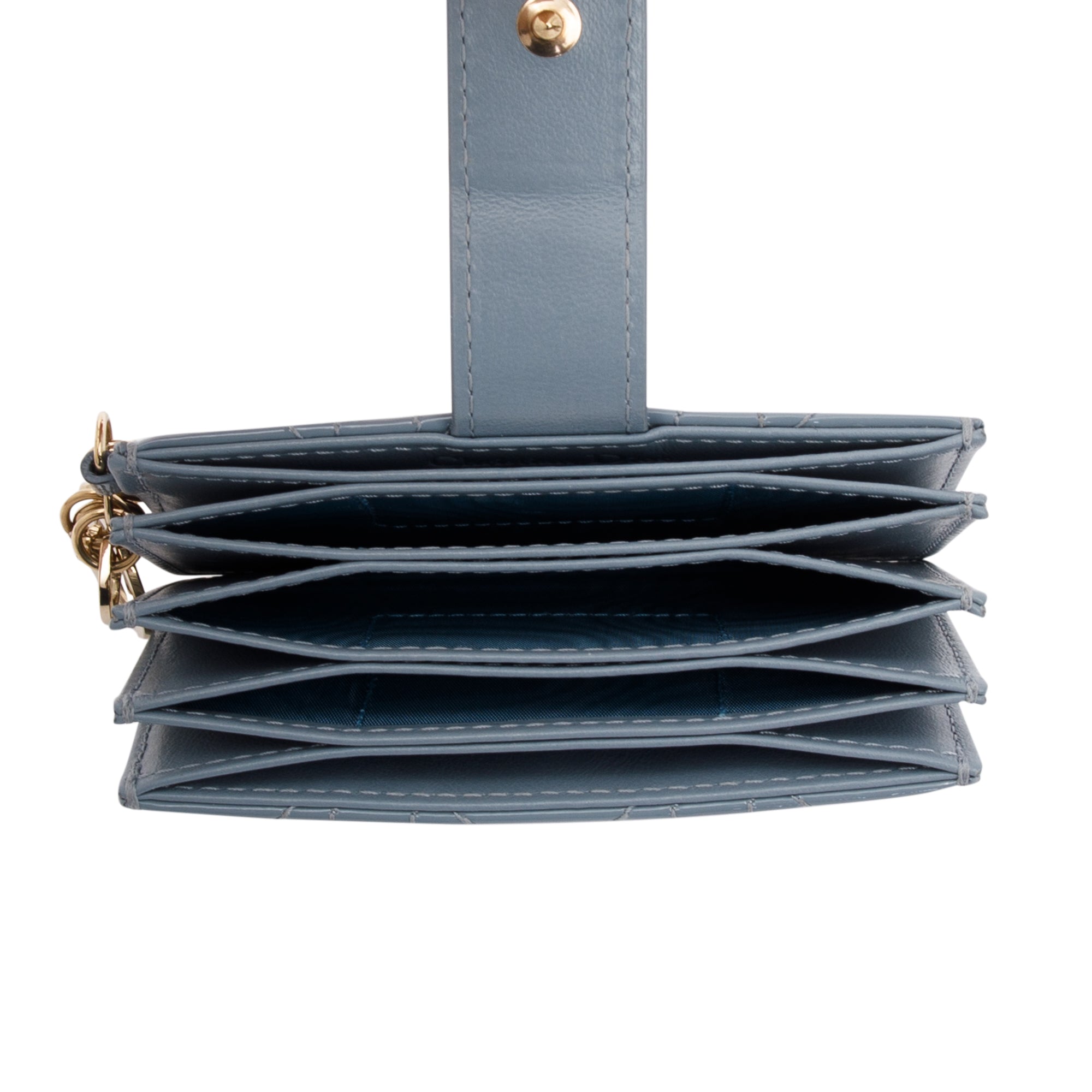 Christian Dior 2022 Blue Patent Leather Lady Dior 5-Gusset Card Holder