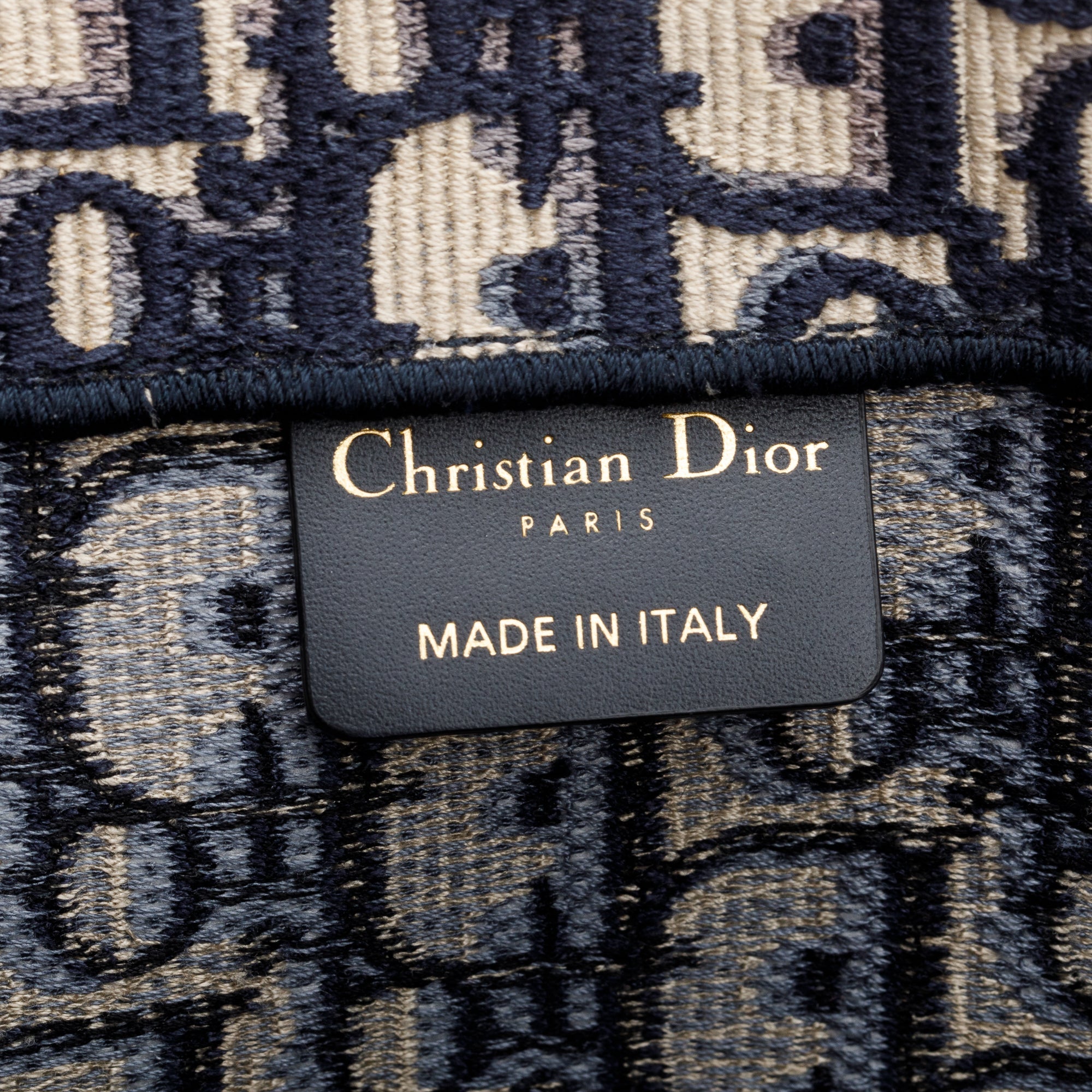 Christian Dior 2022 Ecru and Blue Dior Oblique Embroidery Large Book Tote w/ Box & Receipt