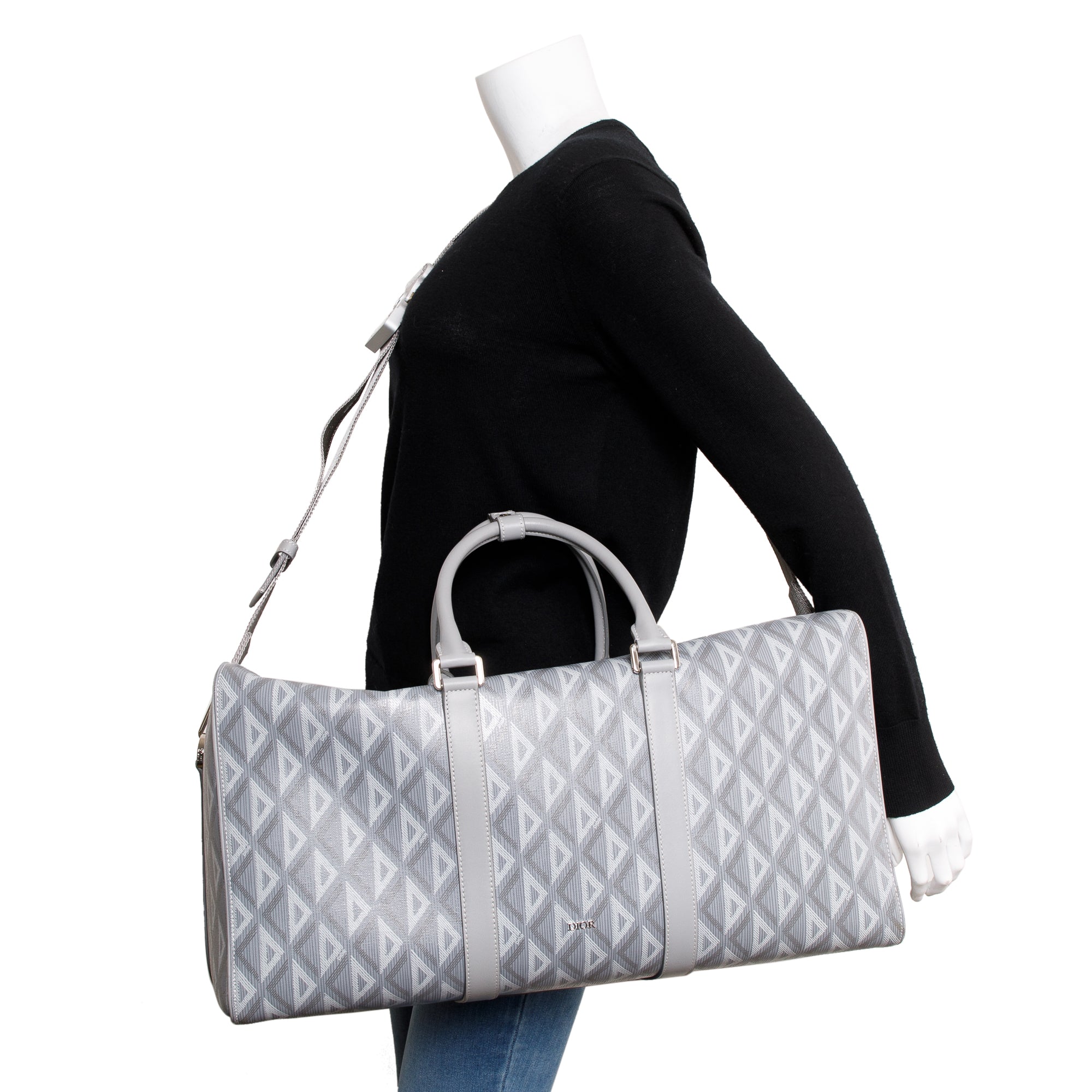 Christian Dior 2022 Gray CD Diamond Lingot 50 Duffle Bag w/ Strap