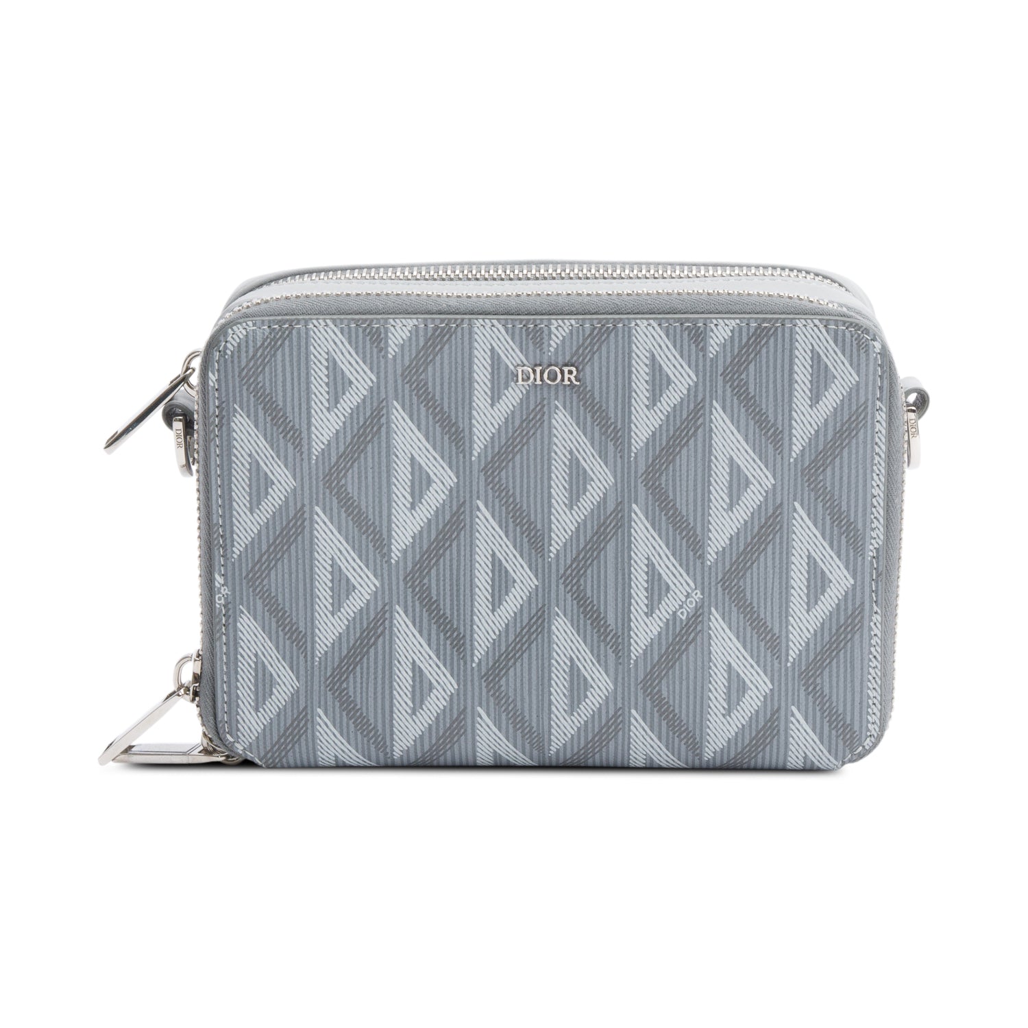 Christian Dior 2022 Grey CD Diamond Coated Canvas Crossbody Pouch w/ Strap