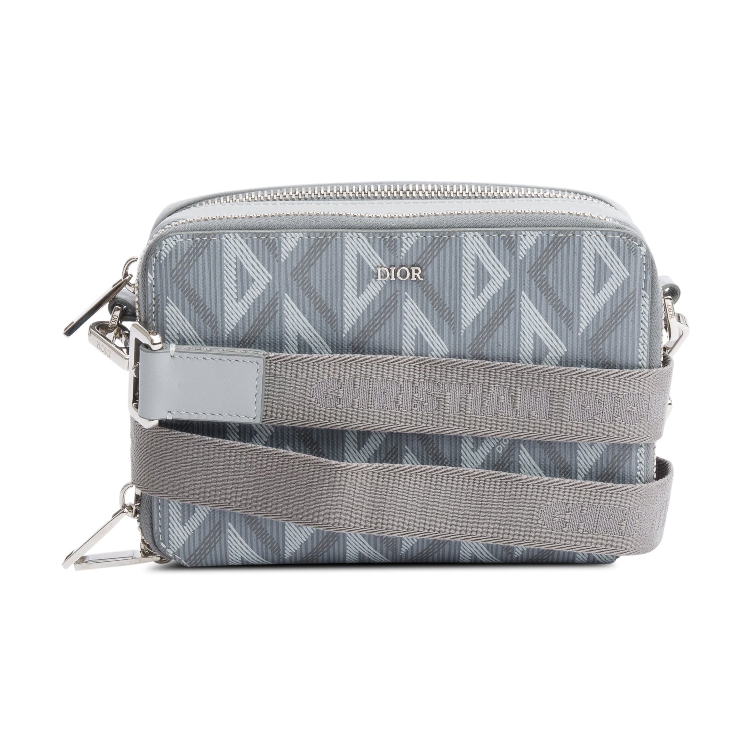 Christian Dior 2022 Grey CD Diamond Coated Canvas Crossbody Pouch w/ Strap