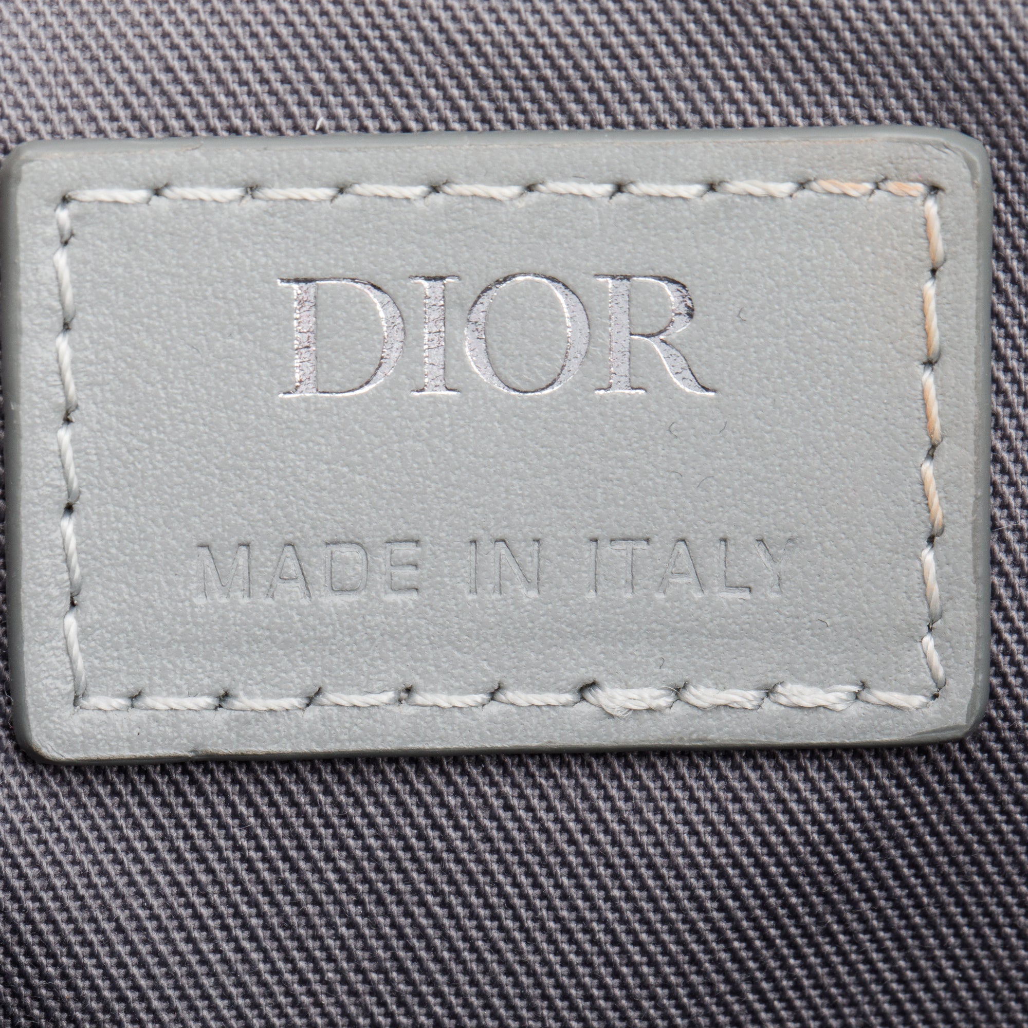 Christian Dior 2022 Grey Calfskin Leather CD Diamond Coated Canvas Mini Saddle Crossbody Bag