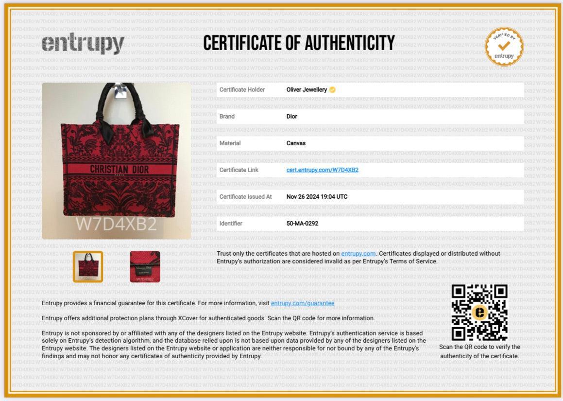 Christian Dior 2022 Large Red and Black Toile de Jouy Embroidery Canvas Book Tote w/ Box