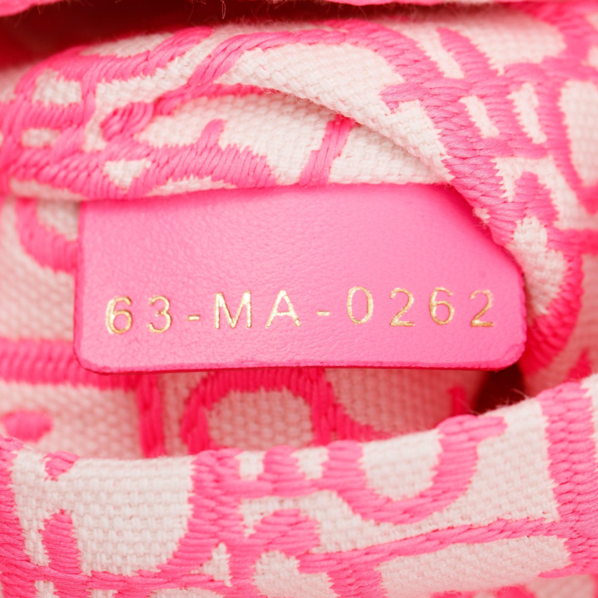 Christian Dior 2022 Natural Wicker Pink Oblique Medium Lady Dior Bag w/ Strap, Box & Authenticity Card