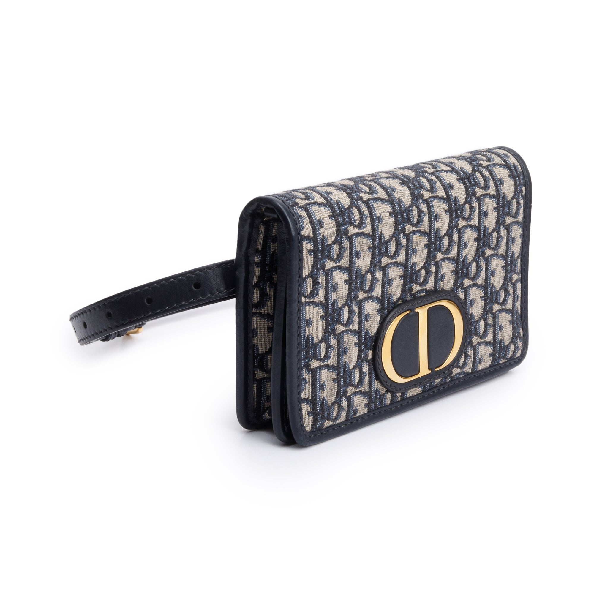 Christian Dior 2022 Navy Oblique 30 Montaigne 2-In-1 Pouch Bag