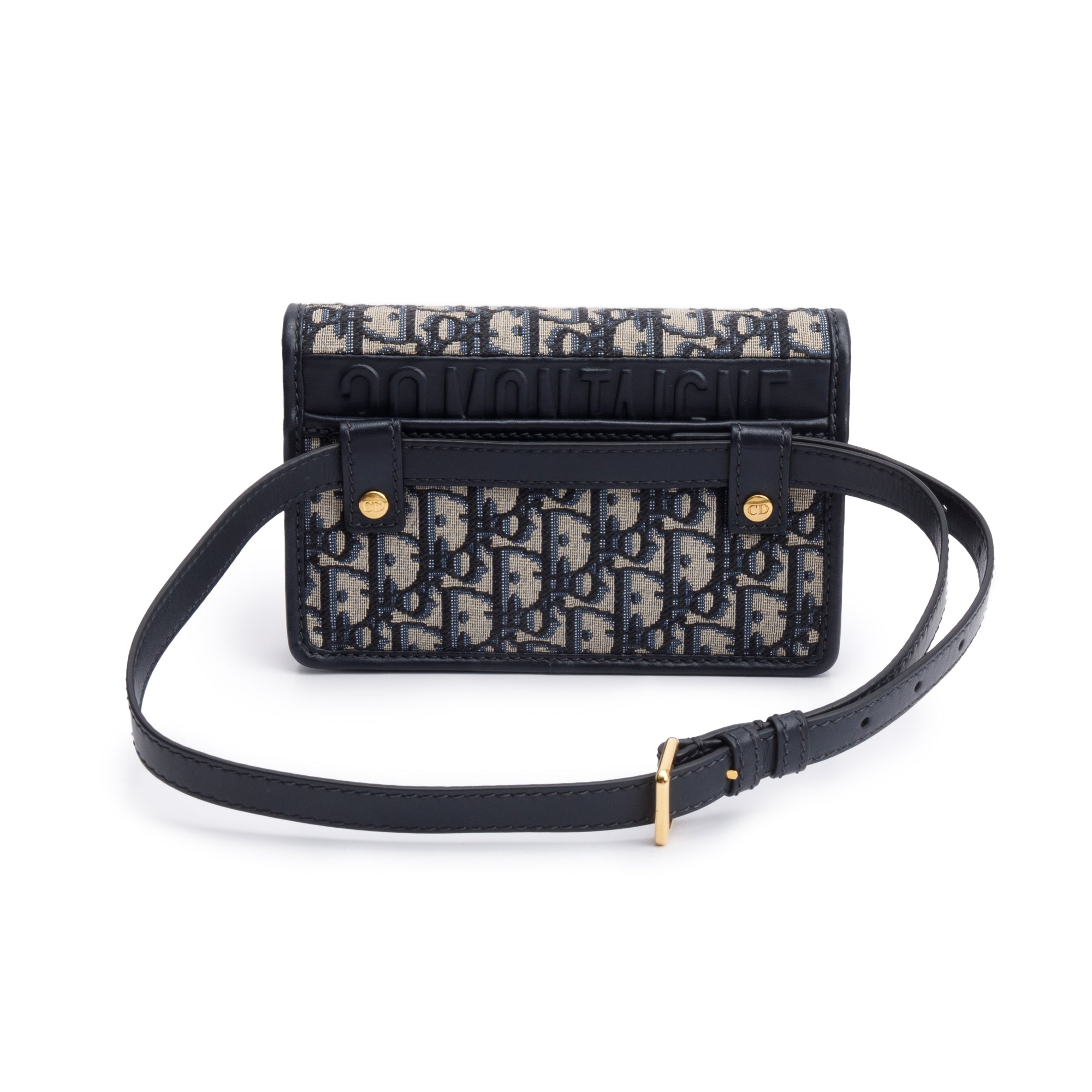 Christian Dior 2022 Navy Oblique 30 Montaigne 2-In-1 Pouch Bag
