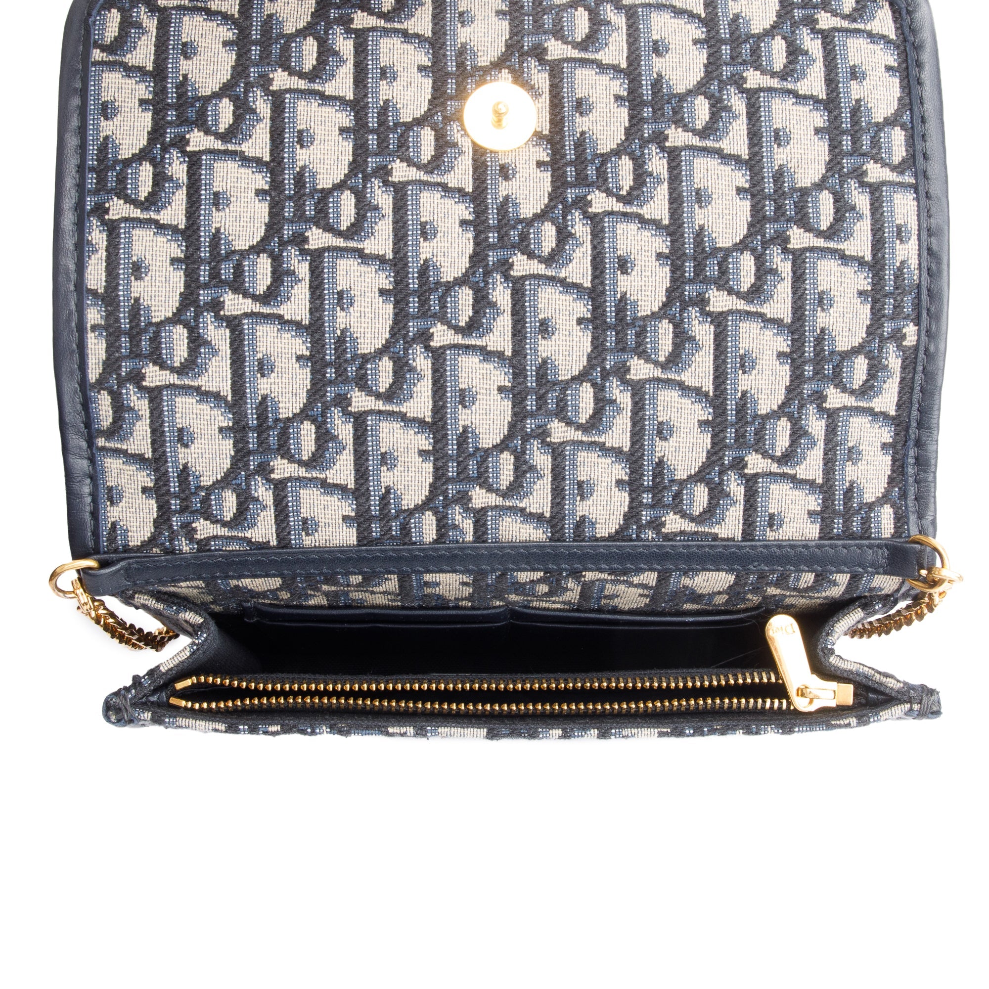 Christian Dior 2022 Navy Oblique 30 Montaigne 2-In-1 Pouch Bag