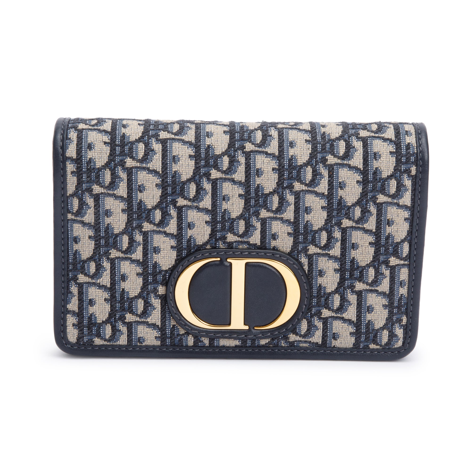 Christian Dior 2022 Navy Oblique 30 Montaigne 2-In-1 Pouch Bag w/ Box & Authenticity Card