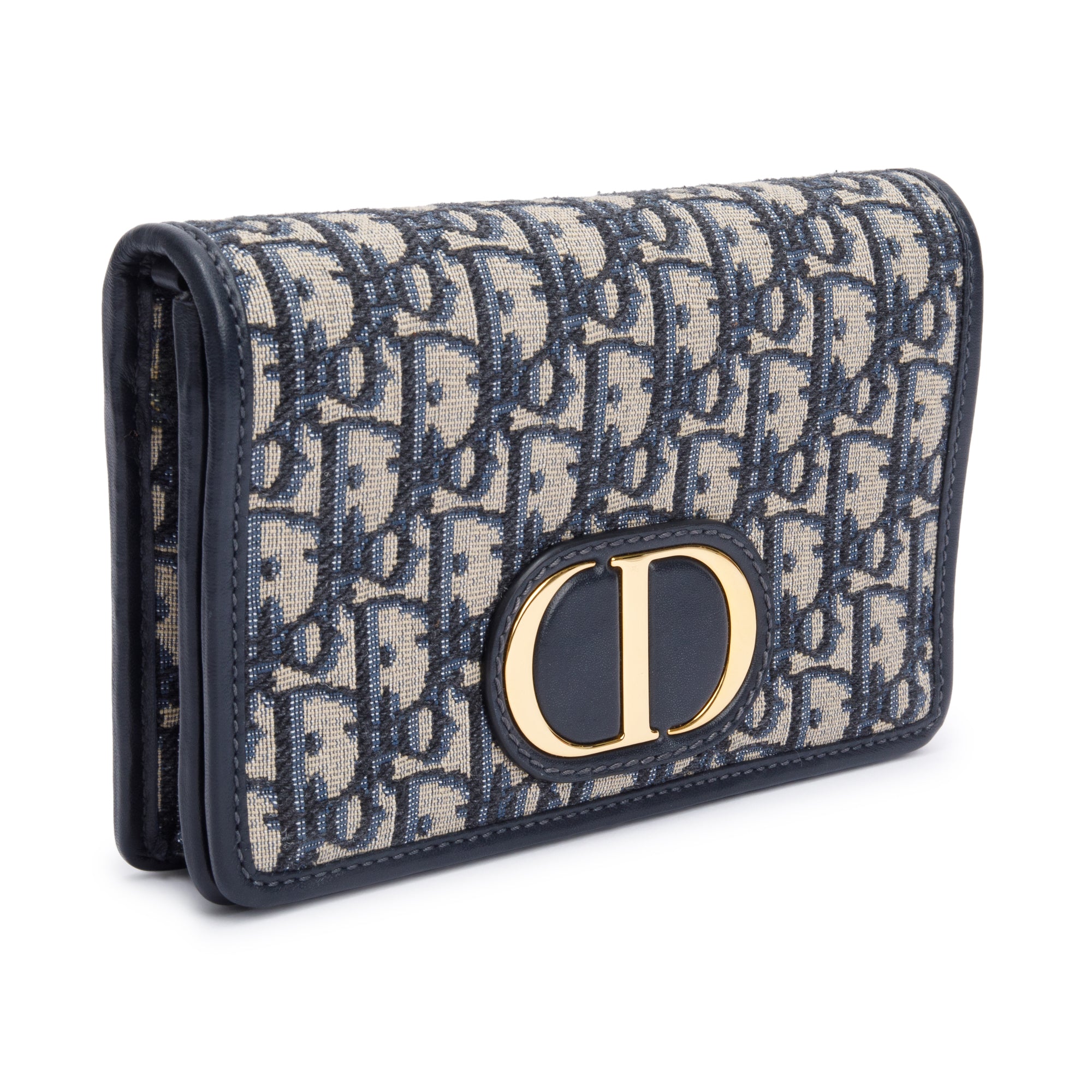 Christian Dior 2022 Navy Oblique 30 Montaigne 2-In-1 Pouch Bag w/ Box & Authenticity Card