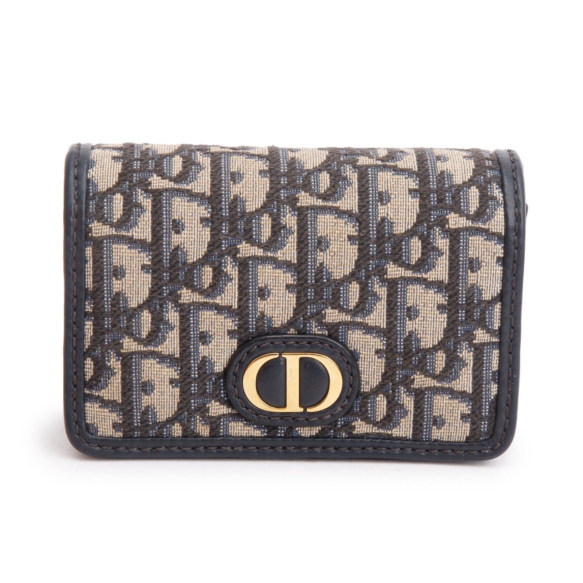 Christian Dior 2022 Navy Oblique Nano 30 Montaigne 2-In-1 Pouch Bag w/ Box & Authenticity Card