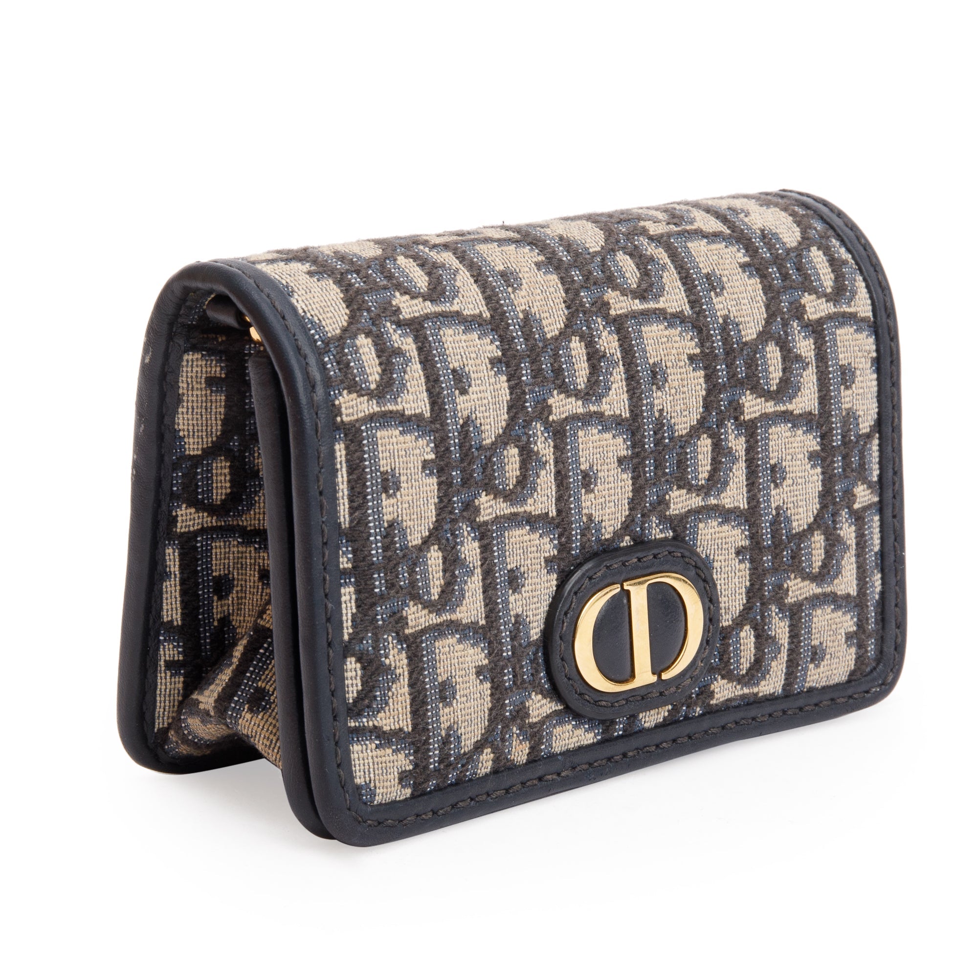 Christian Dior 2022 Navy Oblique Nano 30 Montaigne 2-In-1 Pouch Bag w/ Box & Authenticity Card