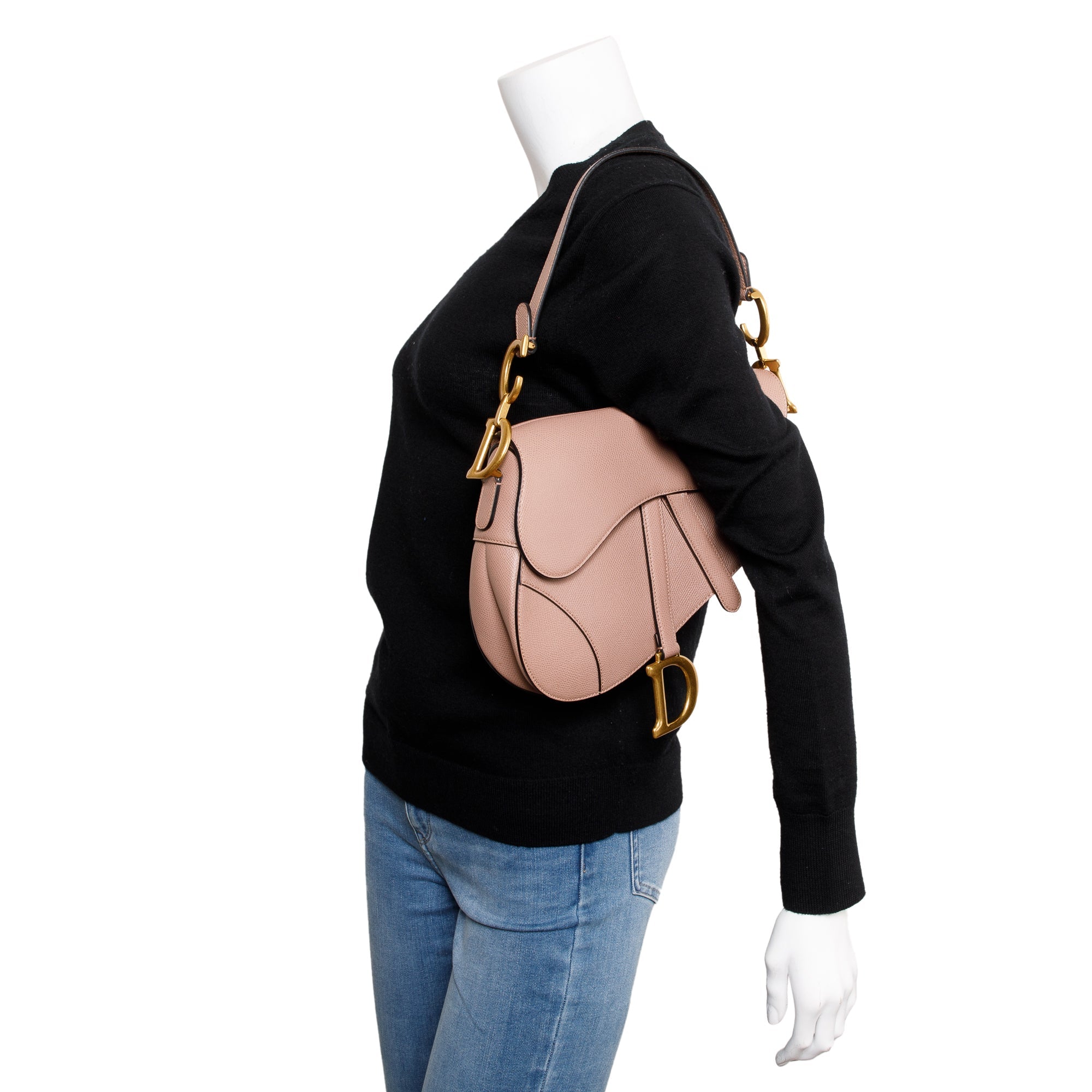 Christian Dior 2022 Neutral Grained Calfskin Leather Medium Saddle Bag