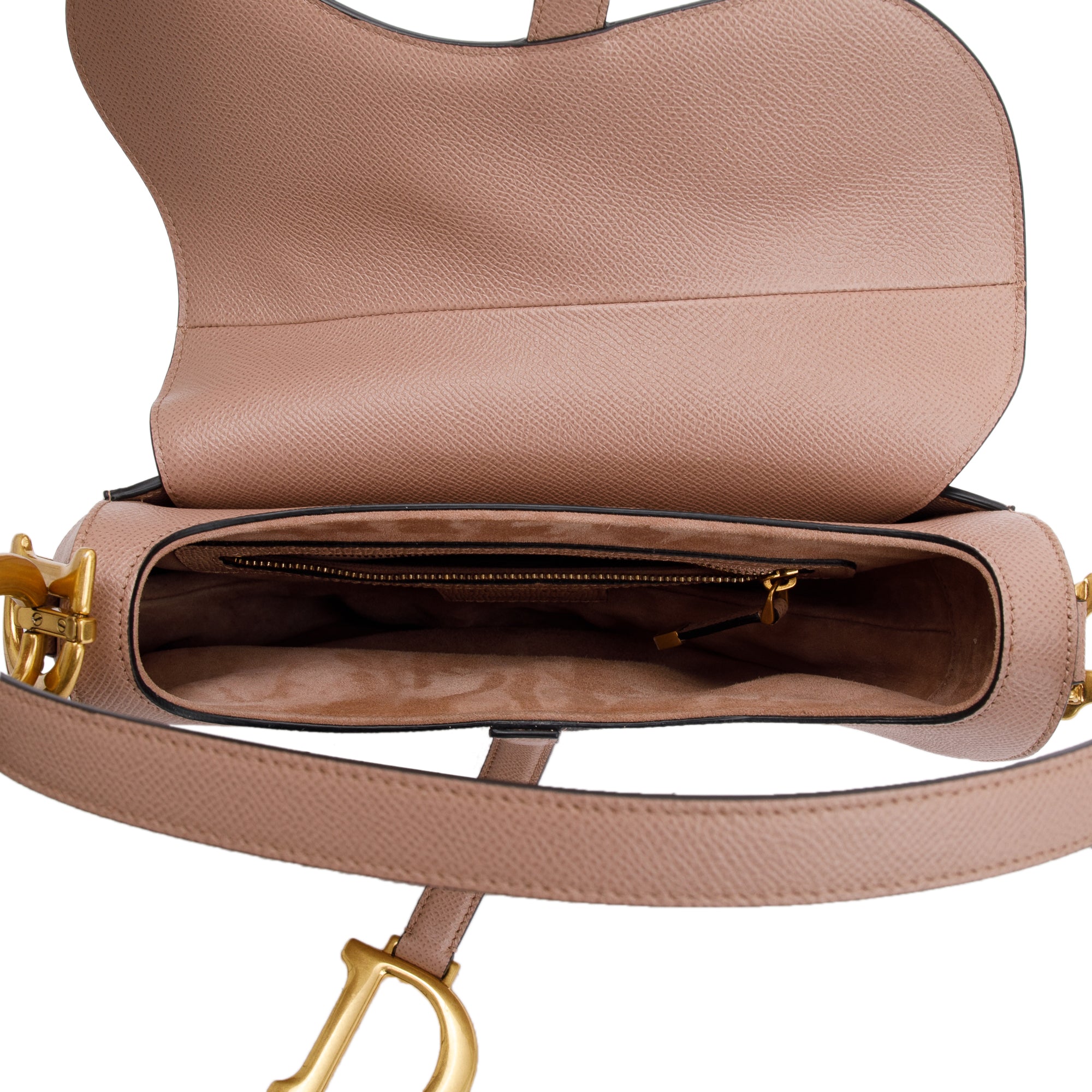 Christian Dior 2022 Neutral Grained Calfskin Leather Medium Saddle Bag