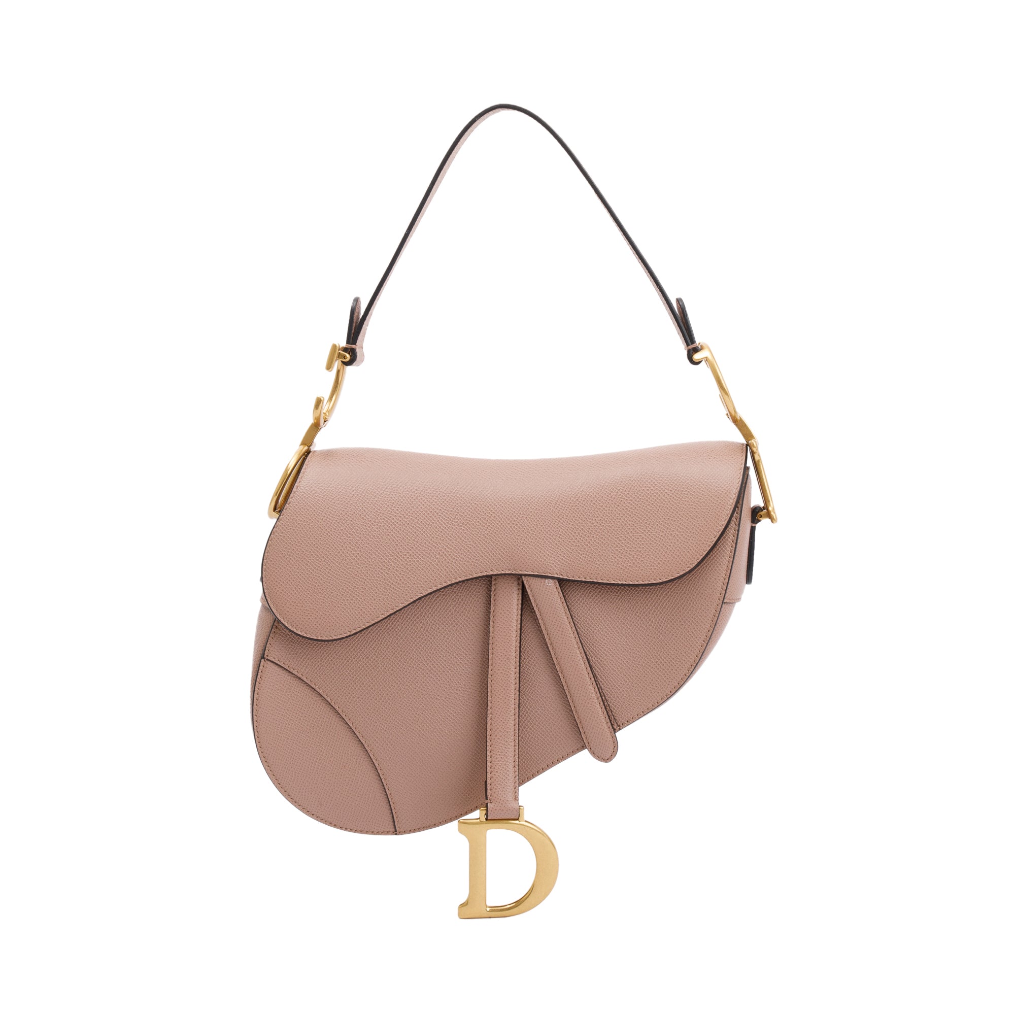 Christian Dior 2022 Neutral Grained Calfskin Leather Medium Saddle Bag