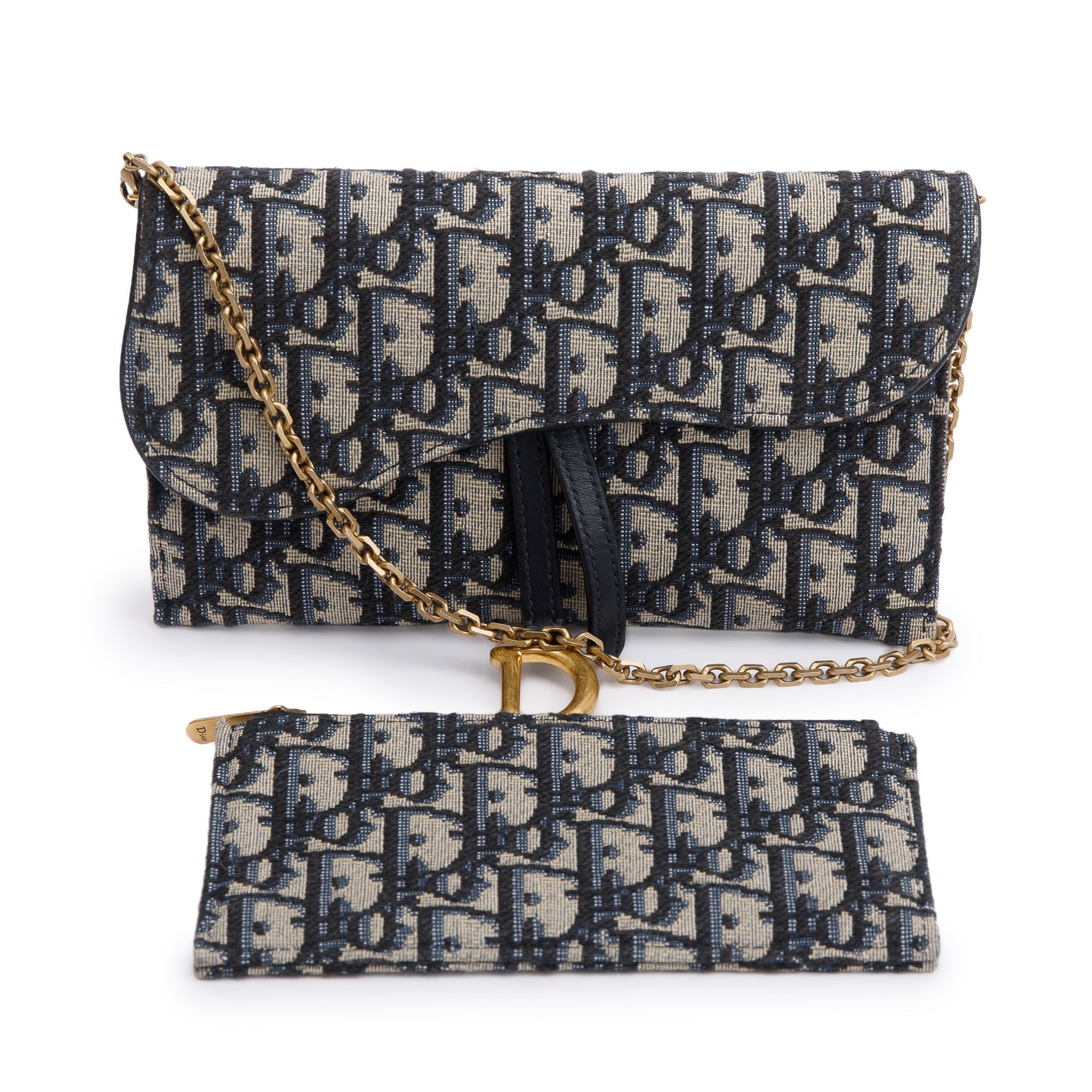 Christian Dior 2022 Oblique Long Saddle Wallet on Chain