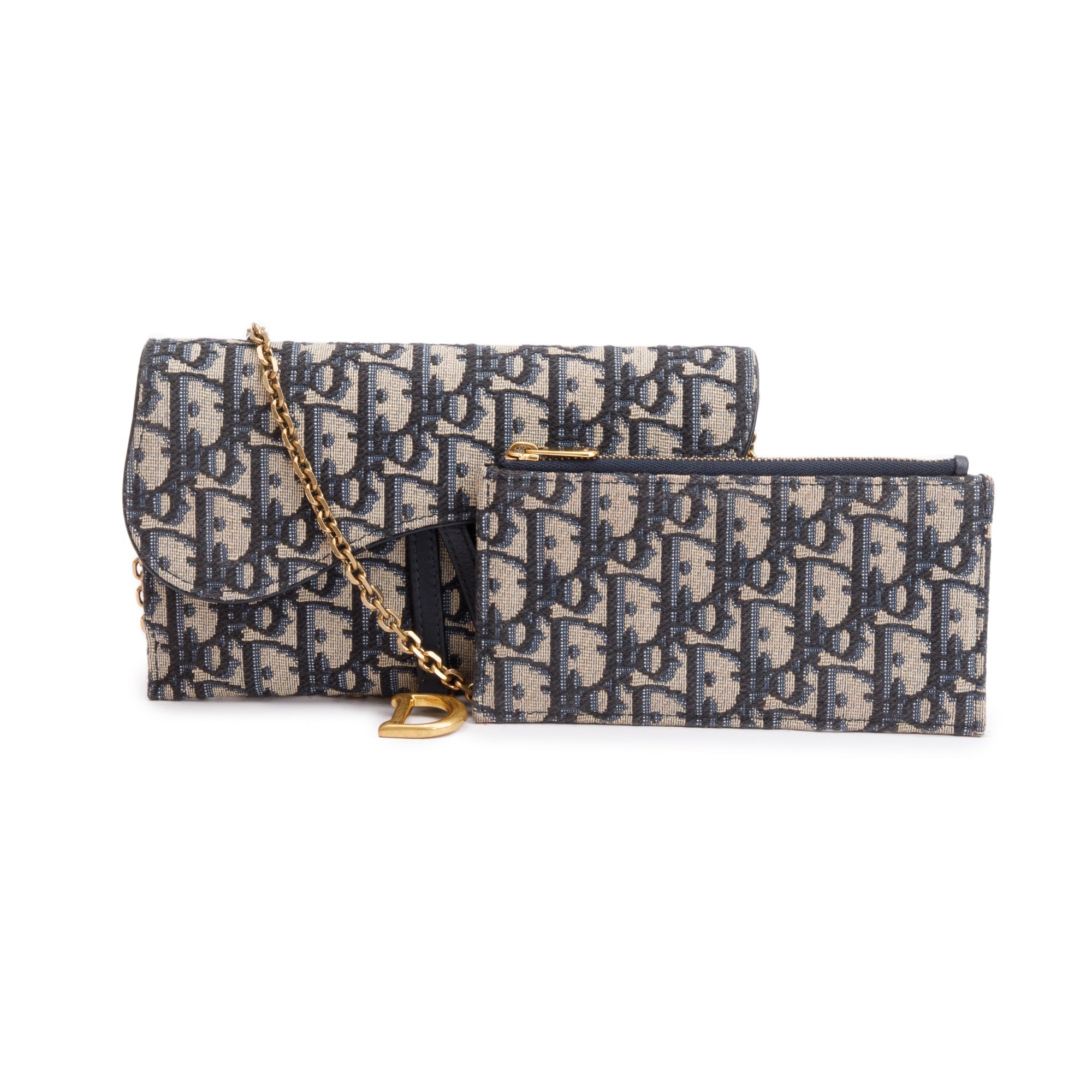 Christian Dior 2022 Oblique Long Saddle Wallet on Chain w/ Box, Receipt & Insert