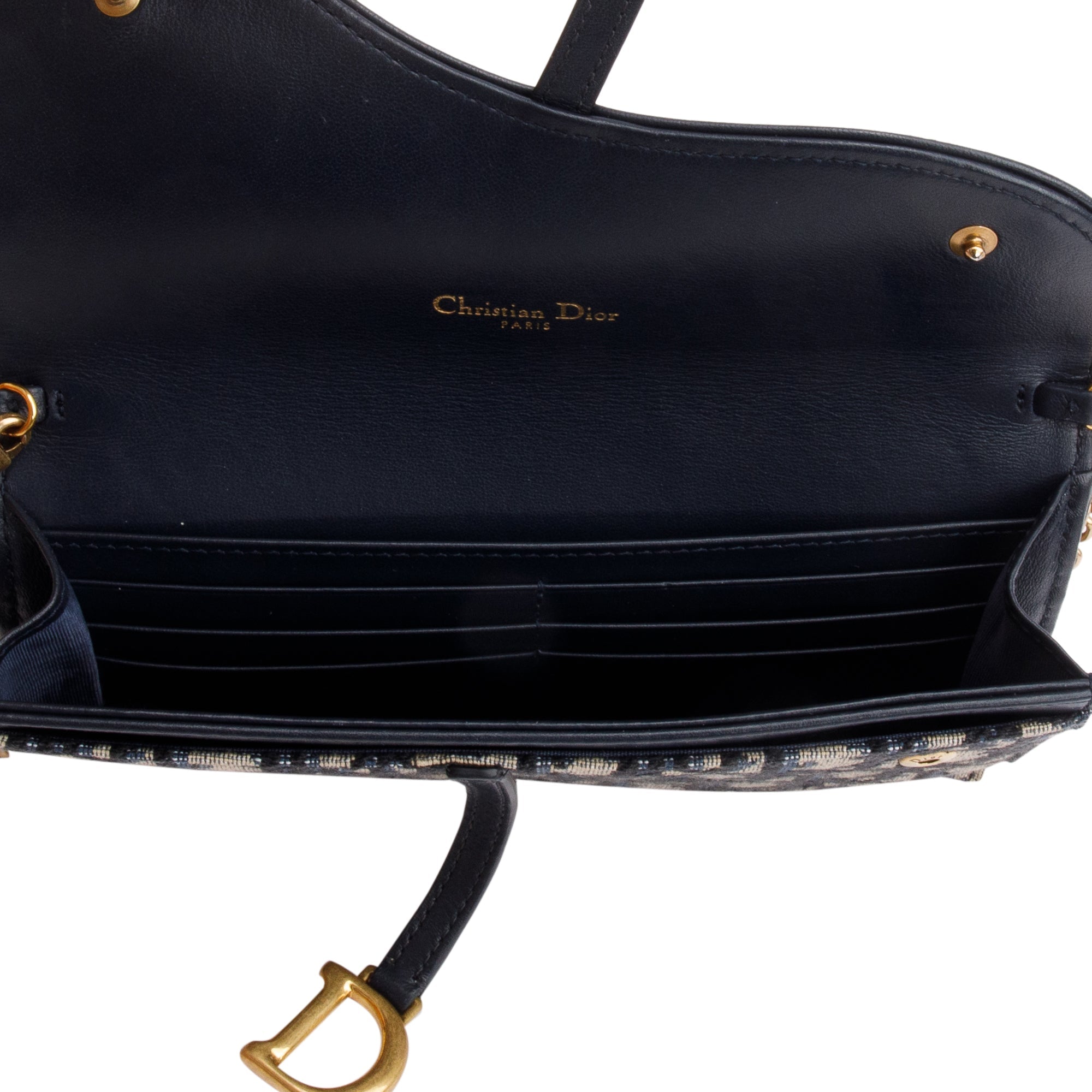 Christian Dior 2022 Oblique Long Saddle Wallet on Chain w/ Box, Receipt & Insert