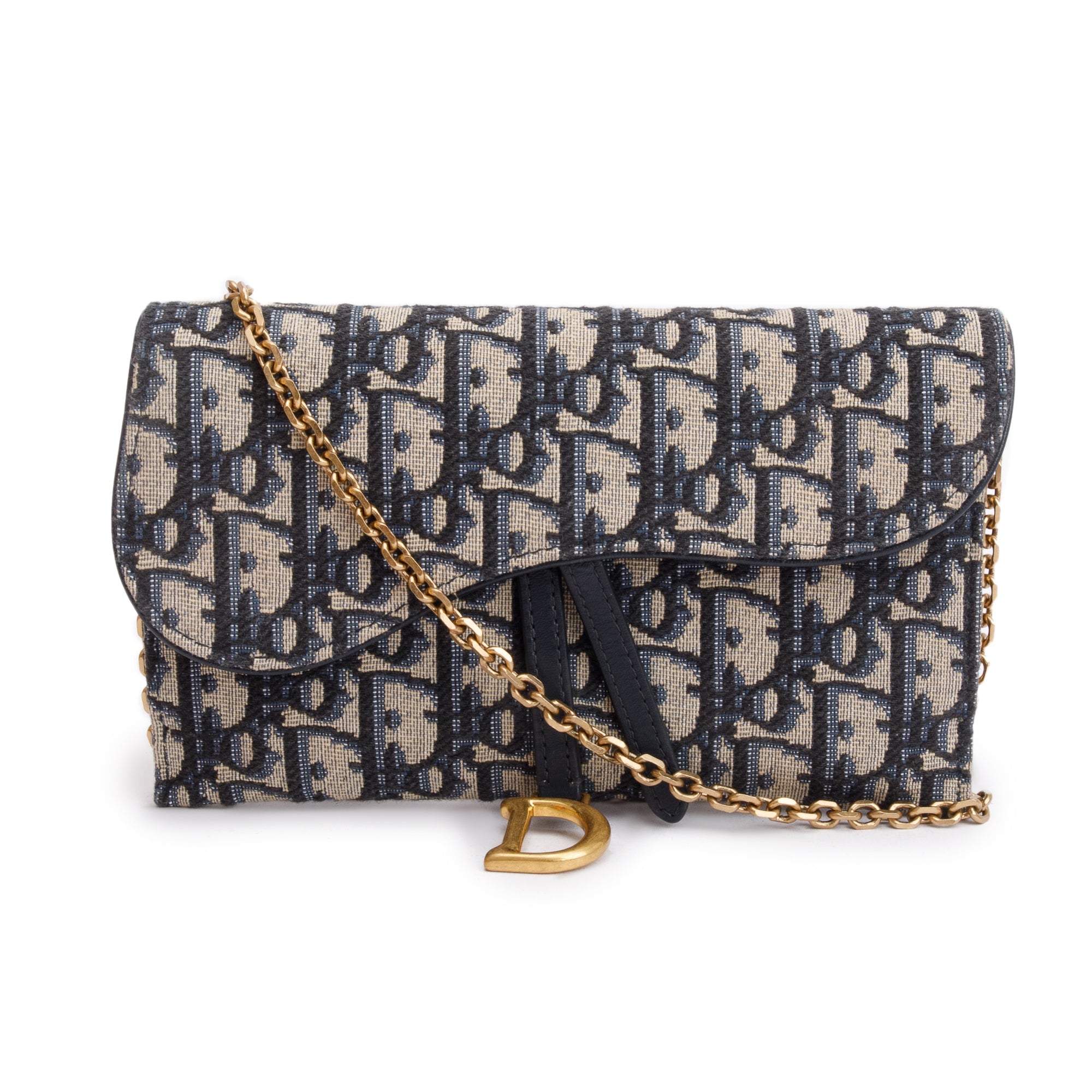 Christian Dior 2022 Oblique Long Saddle Wallet on Chain w/ Box, Receipt & Insert