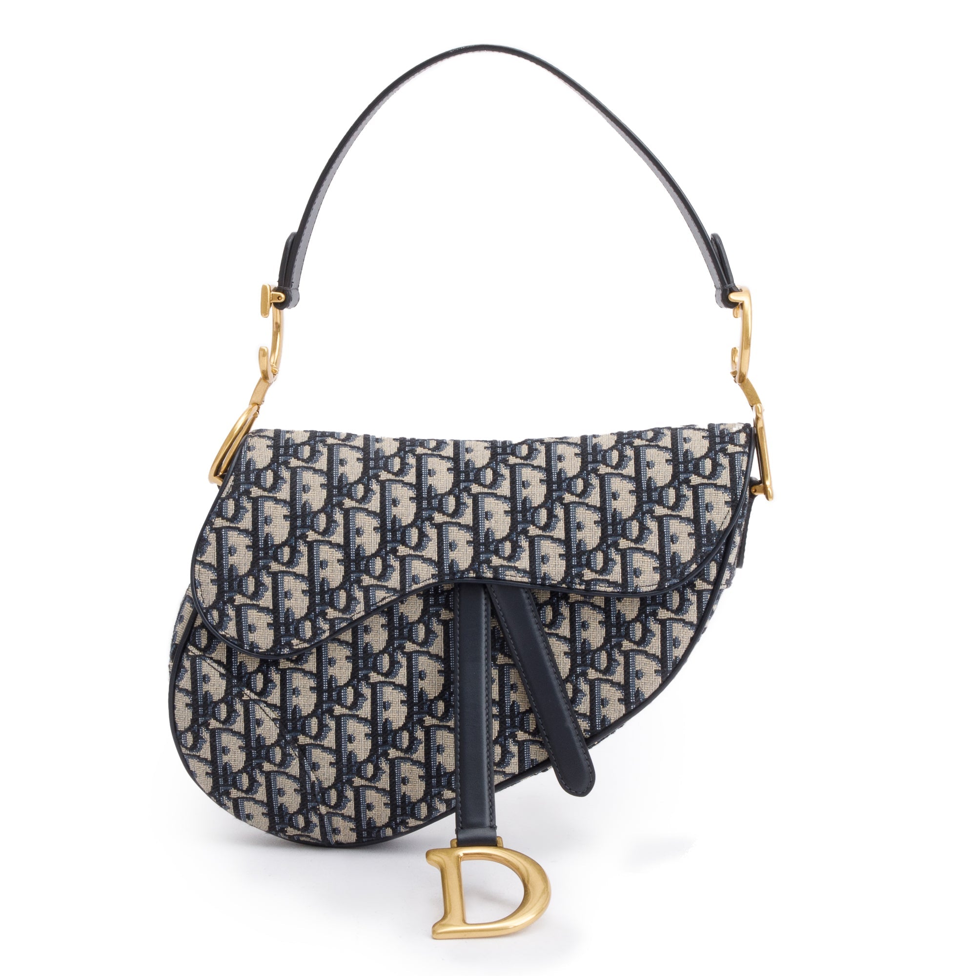 Christian Dior 2022 Oblique Medium Saddle Bag w/ Strap, Box & Authenticity Card