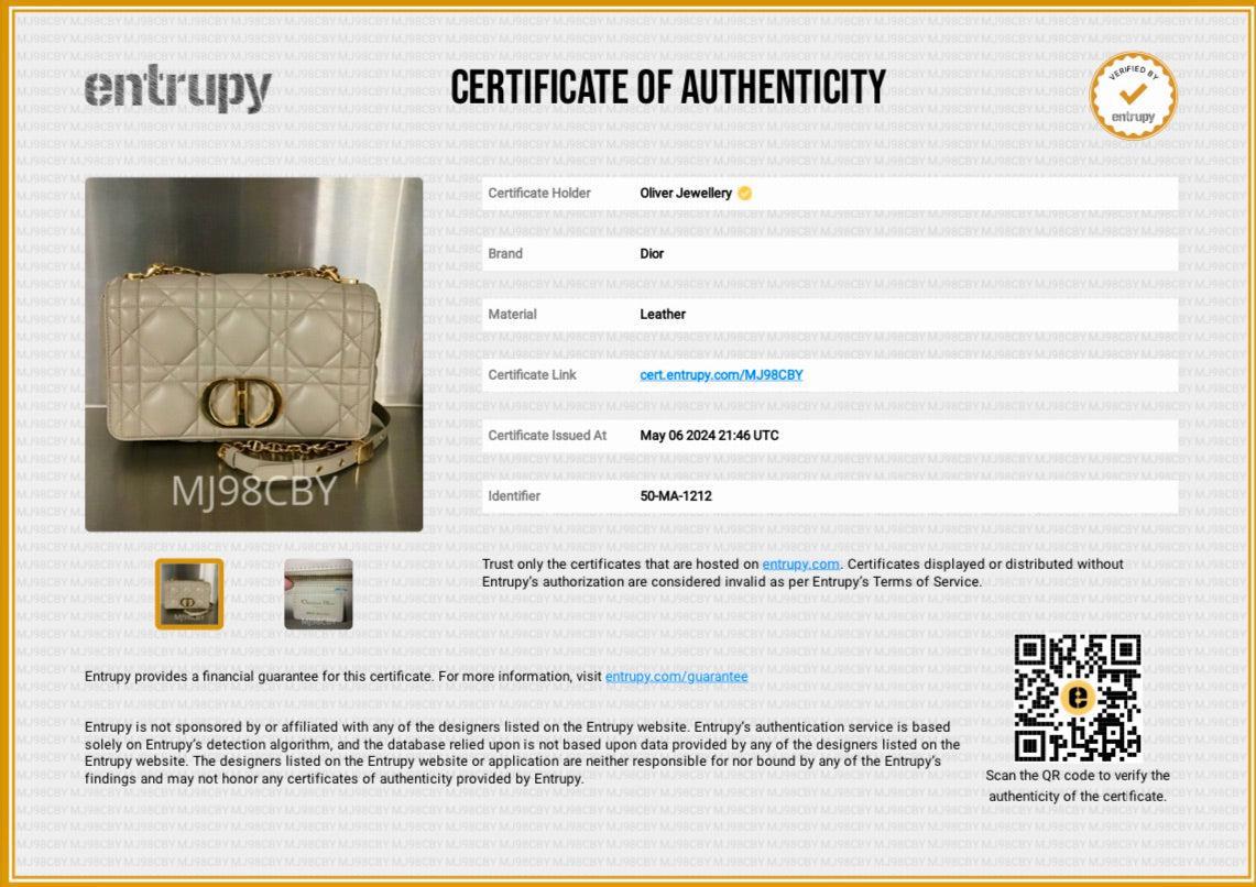 Christian Dior 2022 Taupe Supple Cannage Calfskin Leather Medium Dior Caro Bag w/ Box & Authenticity Card