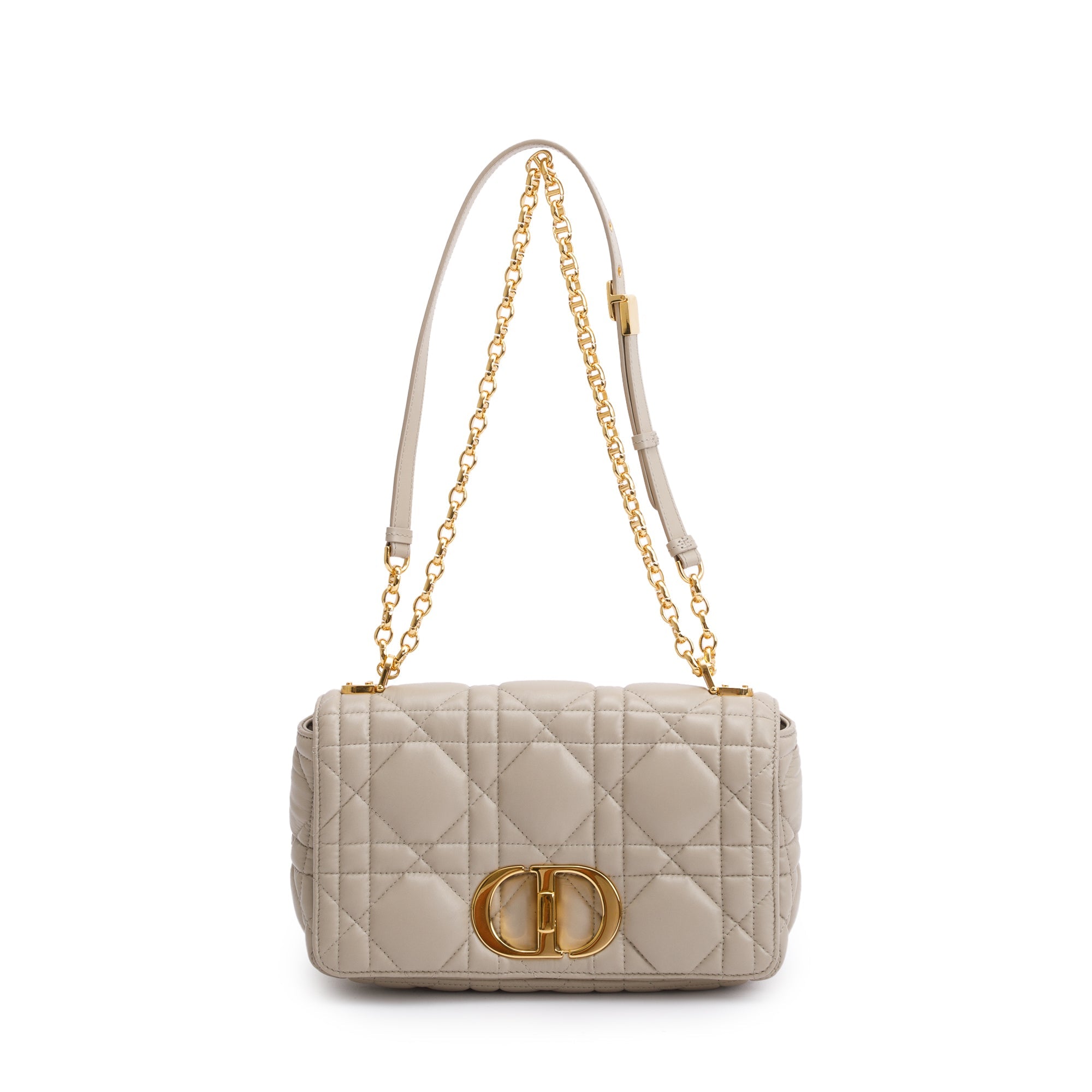 Christian Dior 2022 Taupe Supple Cannage Calfskin Leather Medium Dior Caro Bag w/ Box & Authenticity Card