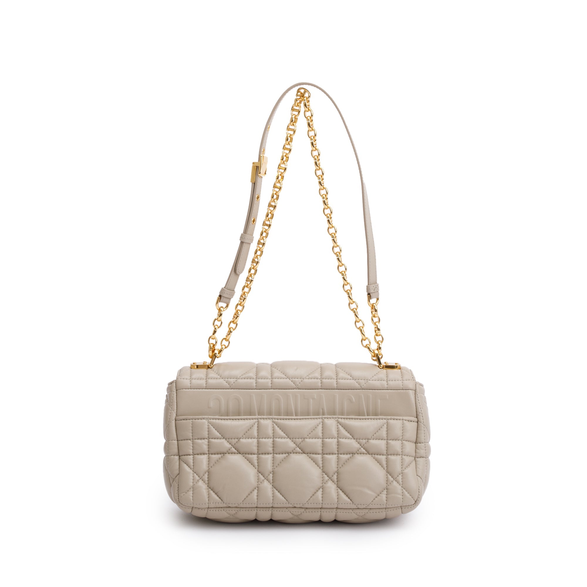 Christian Dior 2022 Taupe Supple Cannage Calfskin Leather Medium Dior Caro Bag w/ Box & Authenticity Card