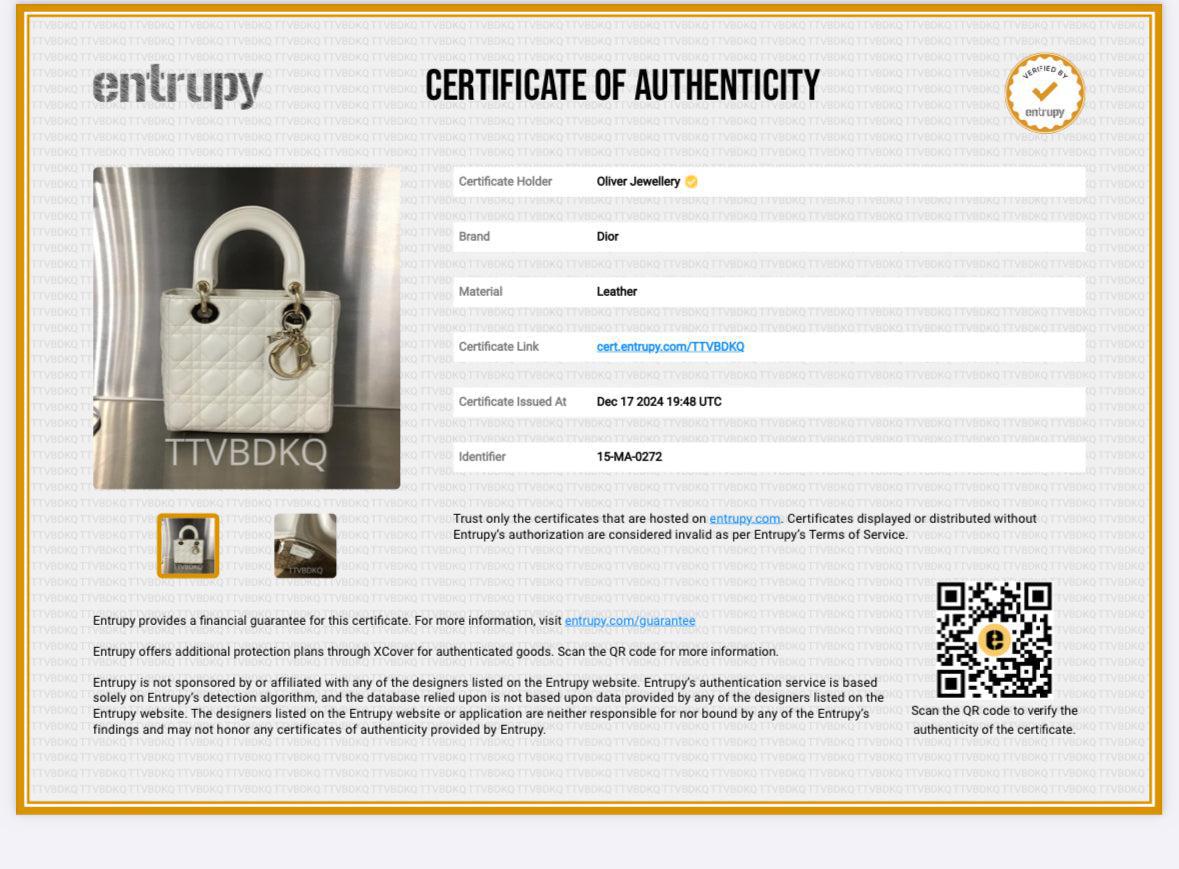 Christian Dior 2022 White Cannage Lambskin Leather Small Lady Dior My AbCDior Bag w/ Box & Authenticity Card