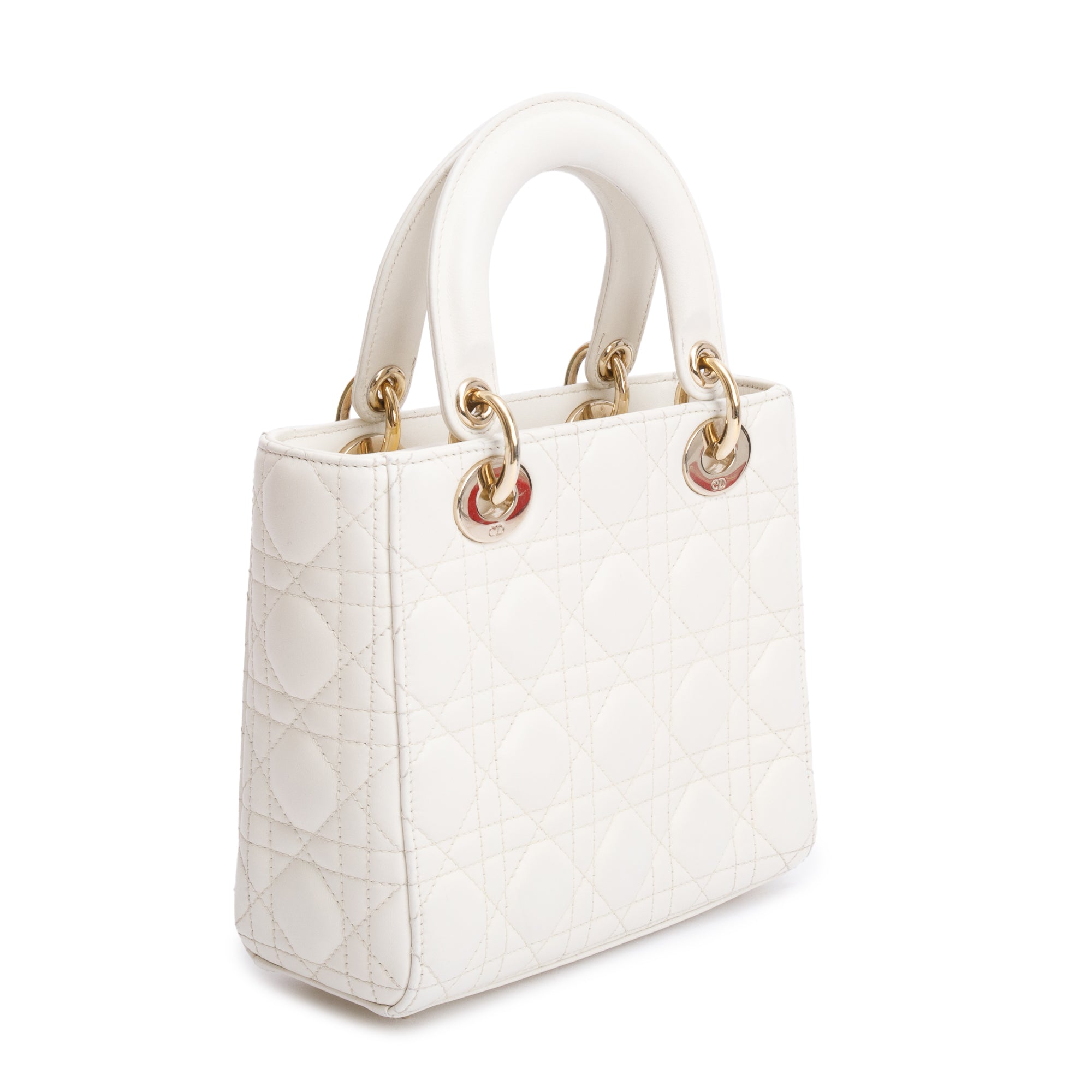 Christian Dior 2022 White Cannage Lambskin Leather Small Lady Dior My AbCDior Bag w/ Box & Authenticity Card