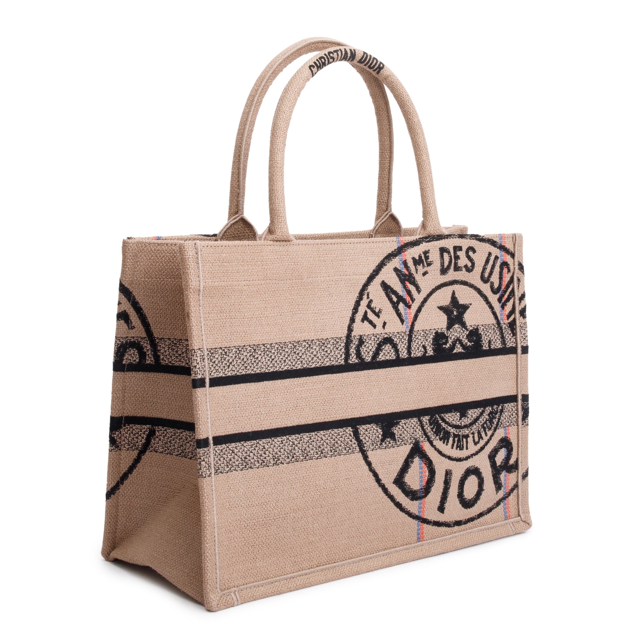 Christian Dior 2023 Beige Canvas L'Union Fait La Force Medium Book Tote w/ Authenticity Card