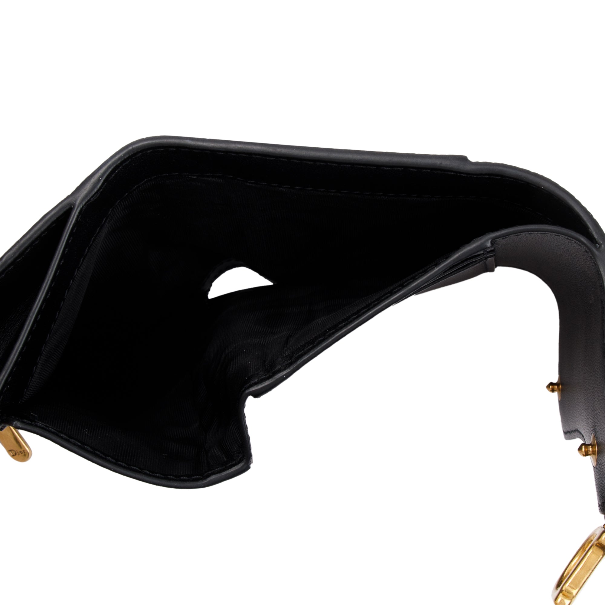 Christian Dior 2023 Black Leather Saddle Lotus Wallet w/ Box