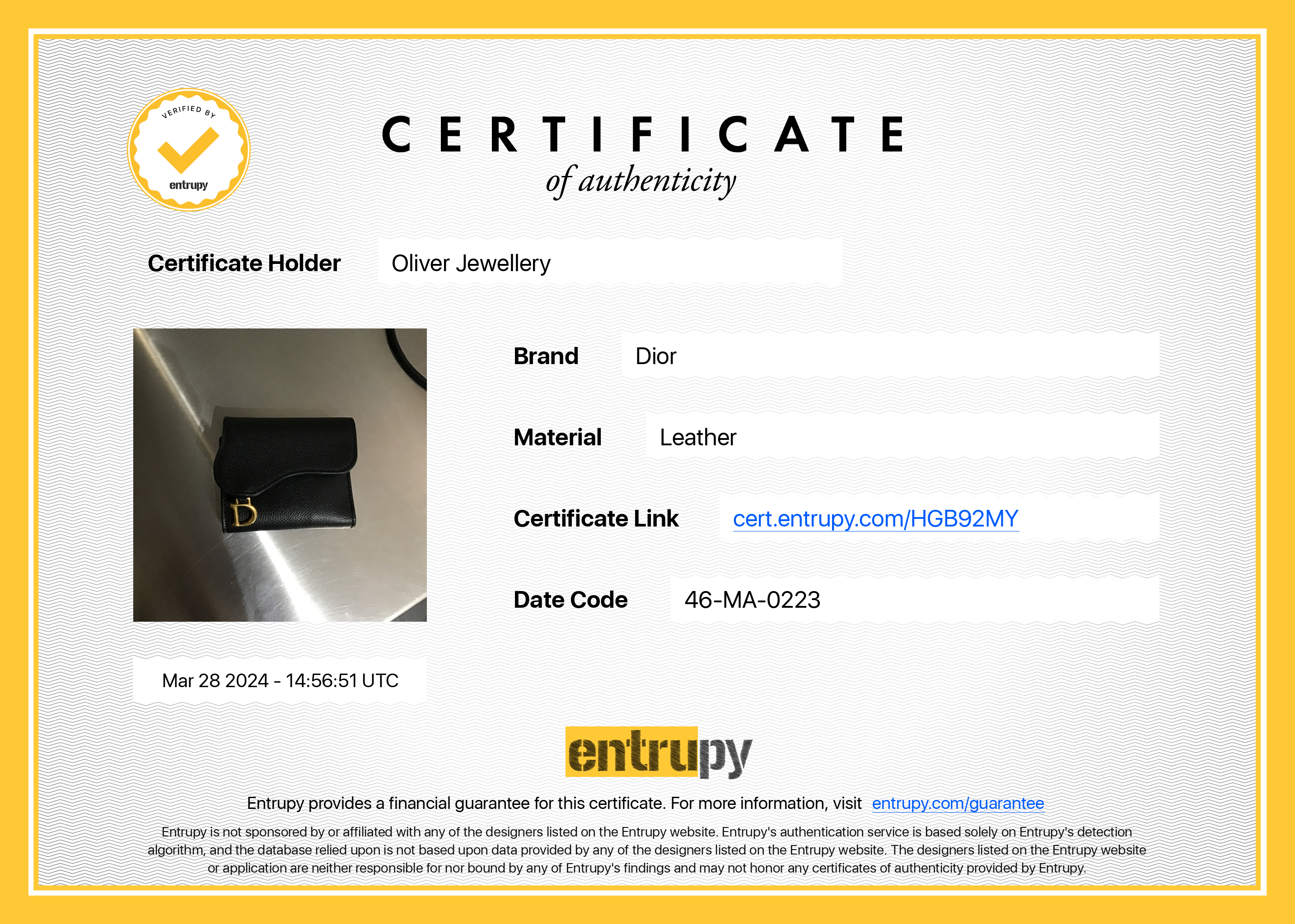 Christian Dior 2023 Black Leather Saddle Lotus Wallet w/ Box