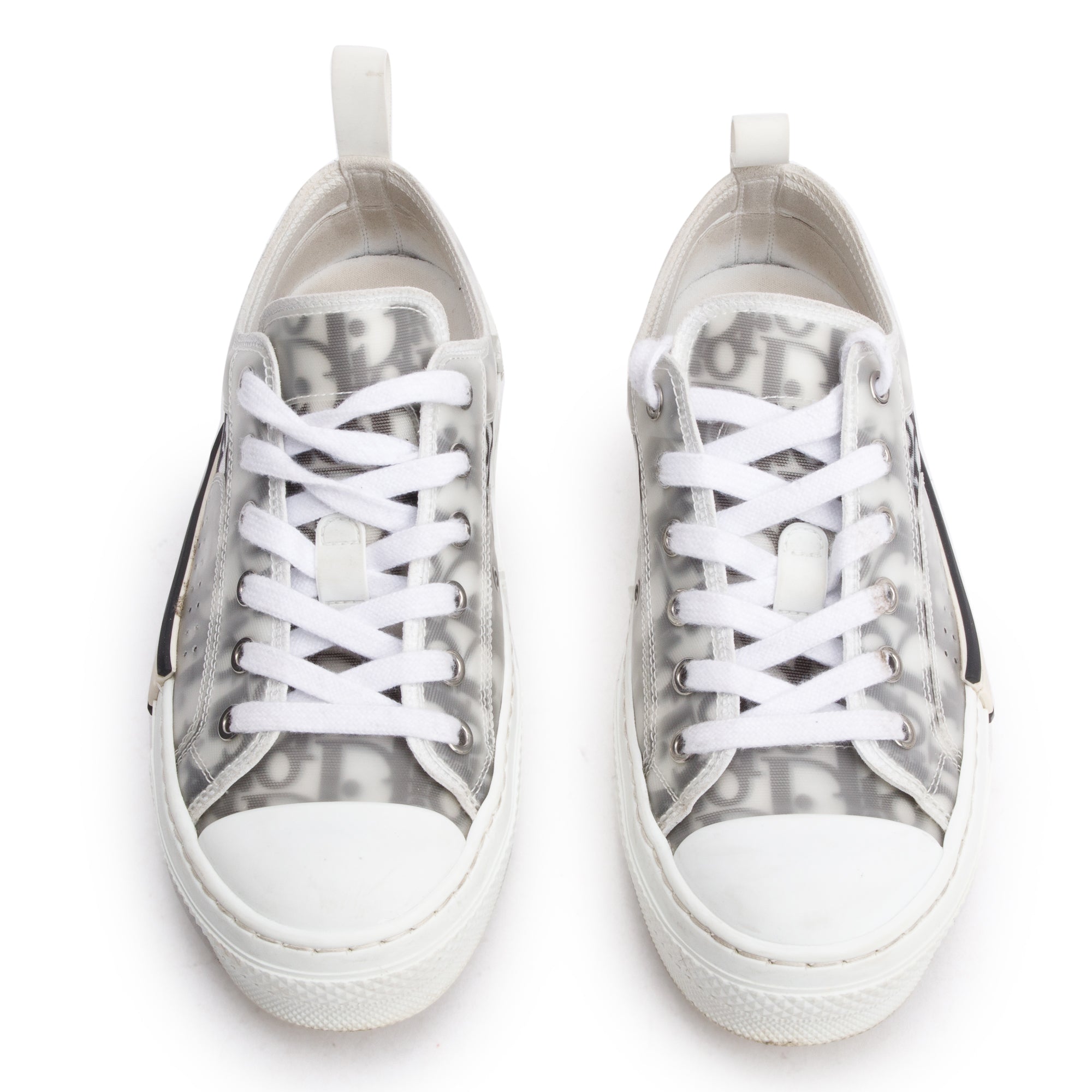 Christian Dior 2023 Black/White Oblique Transparent Canvas B23 Low Sneakers, Size 38 w/ Box & Receipt