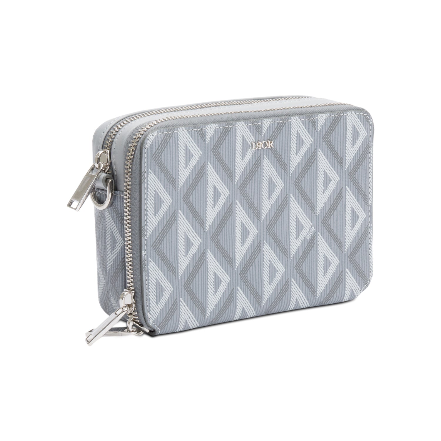 Christian Dior 2023 Grey CD Diamond Coated Canvas Crossbody Pouch w/ Strap