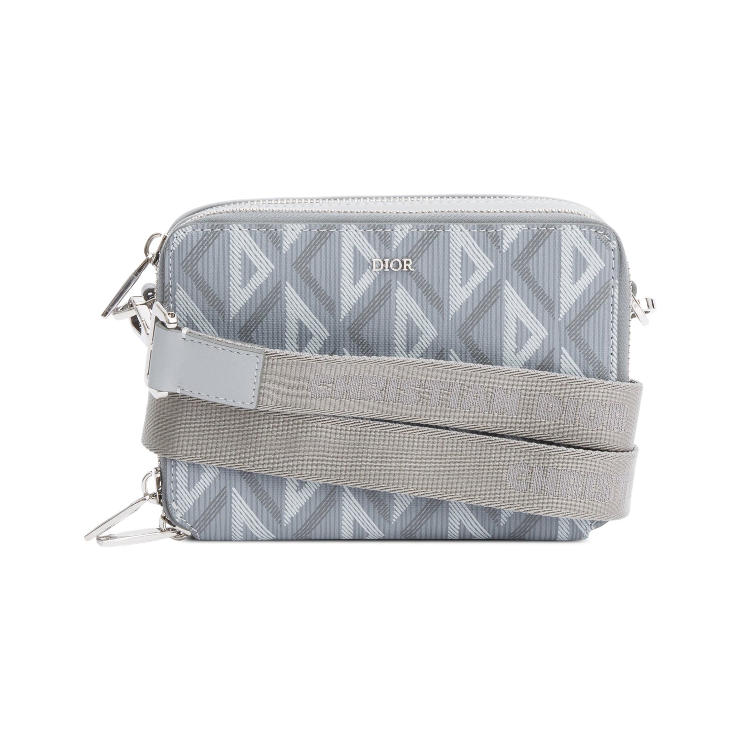 Christian Dior 2023 Grey CD Diamond Coated Canvas Crossbody Pouch w/ Strap