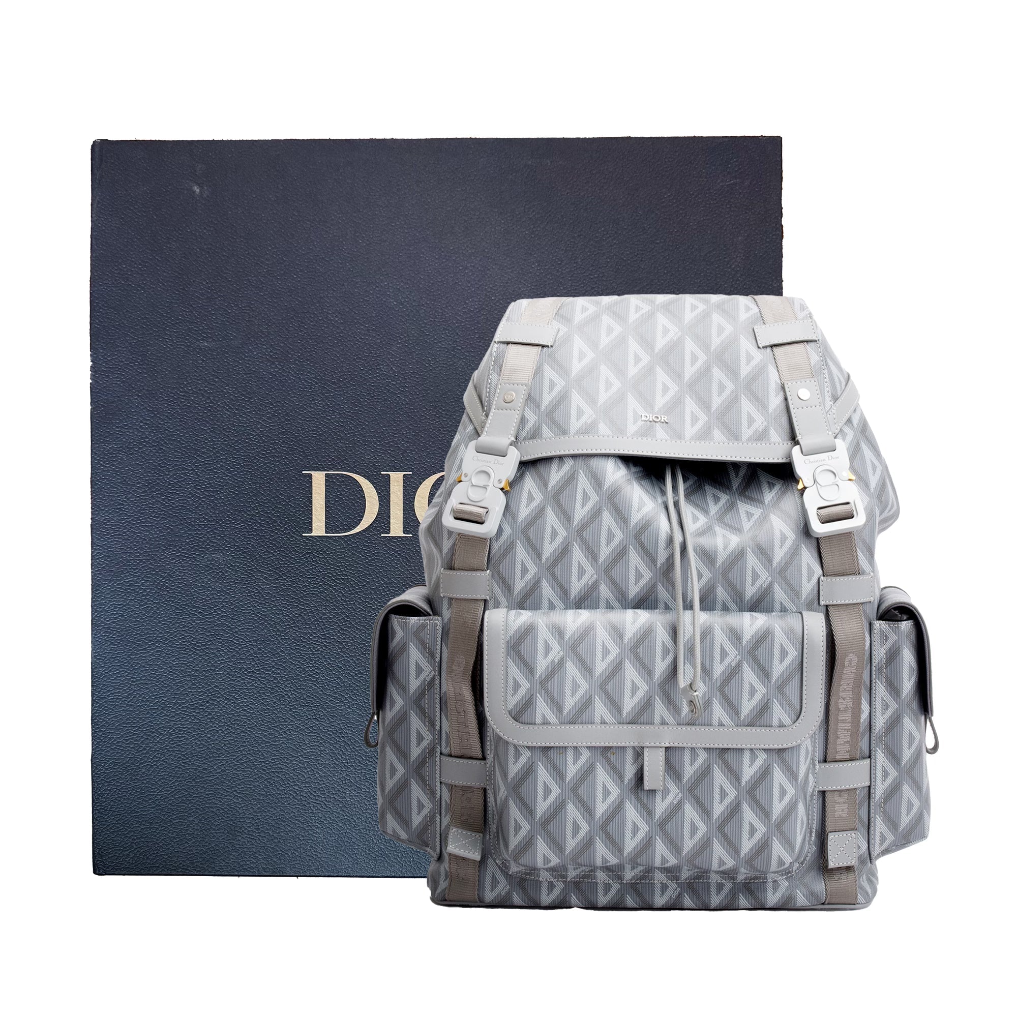 Christian Dior 2023 Grey Diamond Canvas Hit The Road Backpack w/ Box & Receipt
